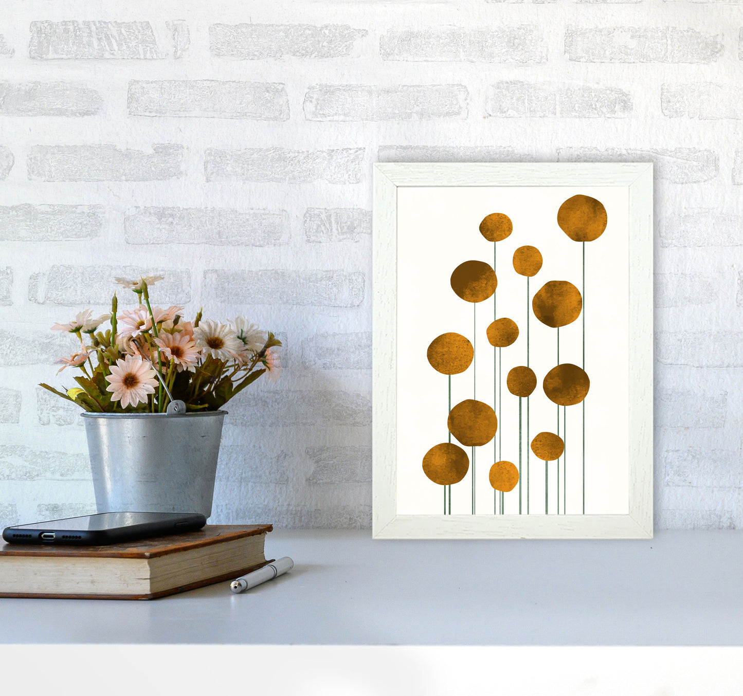 Waterflowers No.3 Art Print by Kubistika A4 Oak Frame