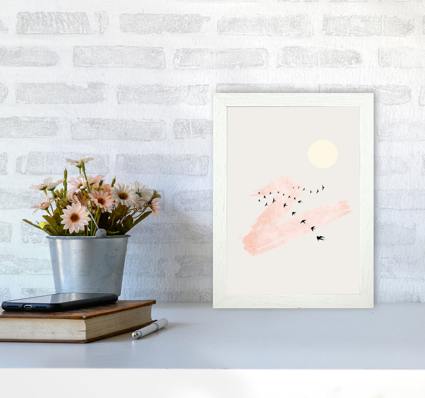Sun and Heaven Art Print by Kubistika A4 Oak Frame