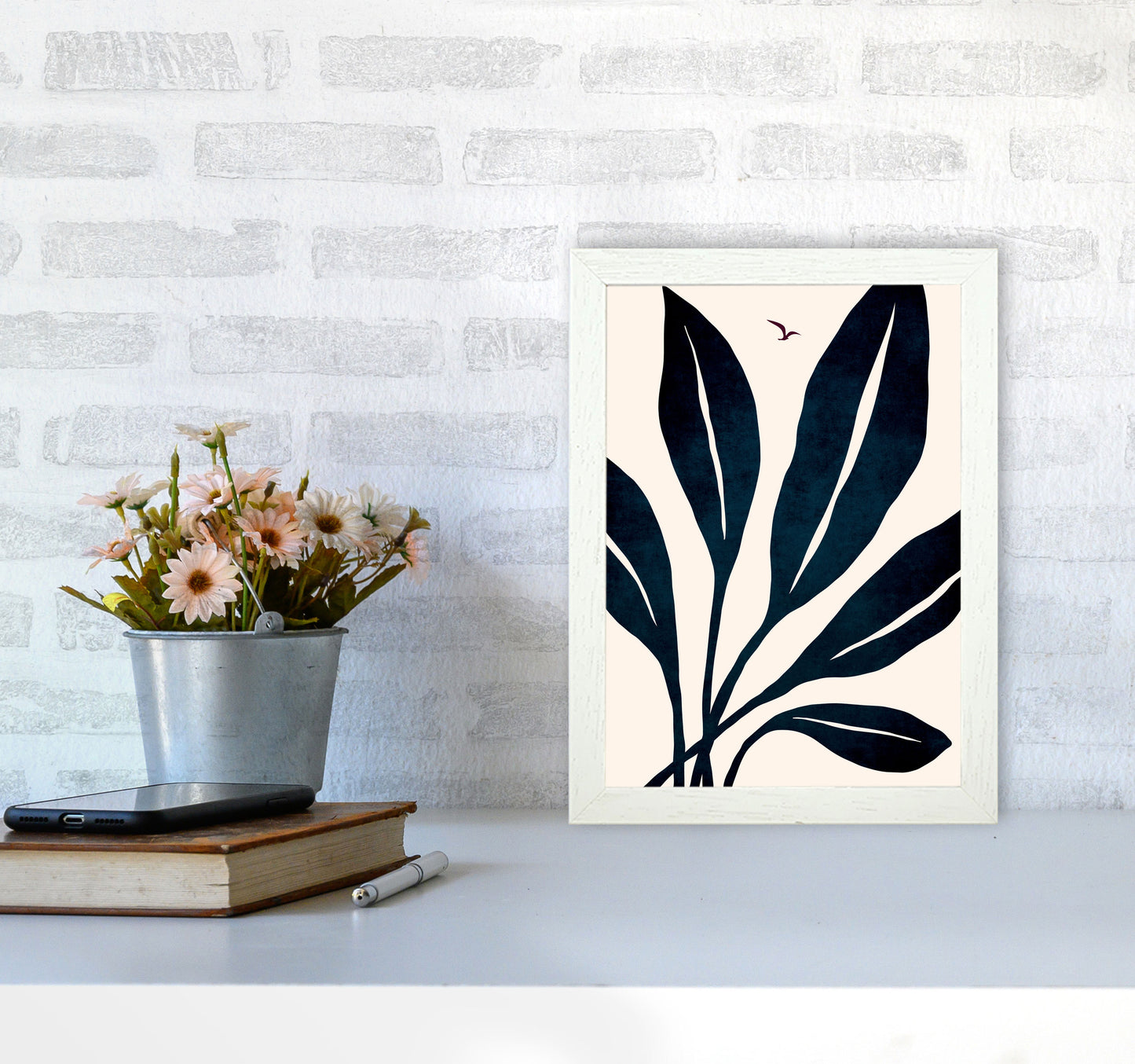 Ophelia - marine Art Print by Kubistika A4 Oak Frame