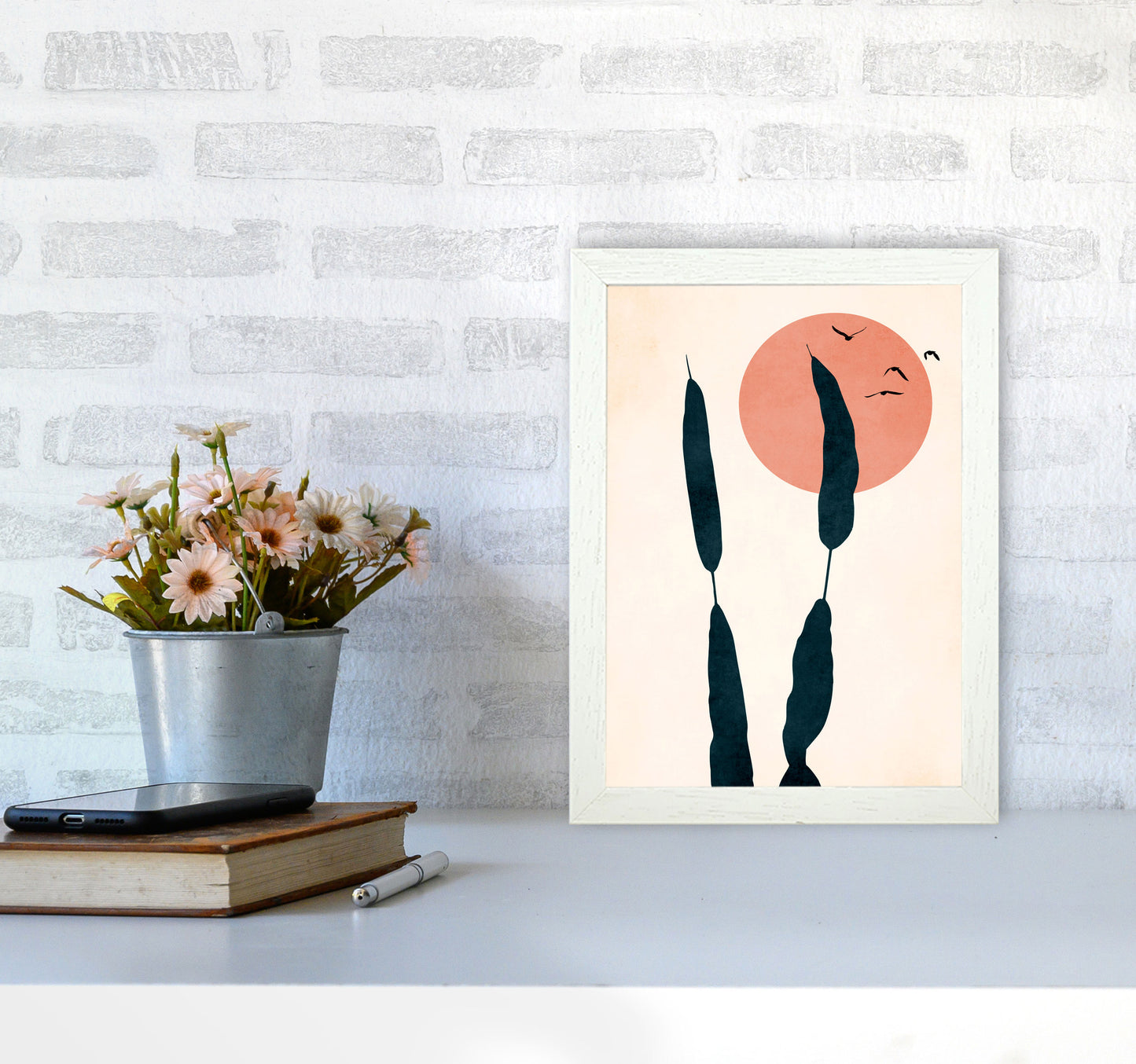 Night & Day Art Print by Kubistika A4 Oak Frame