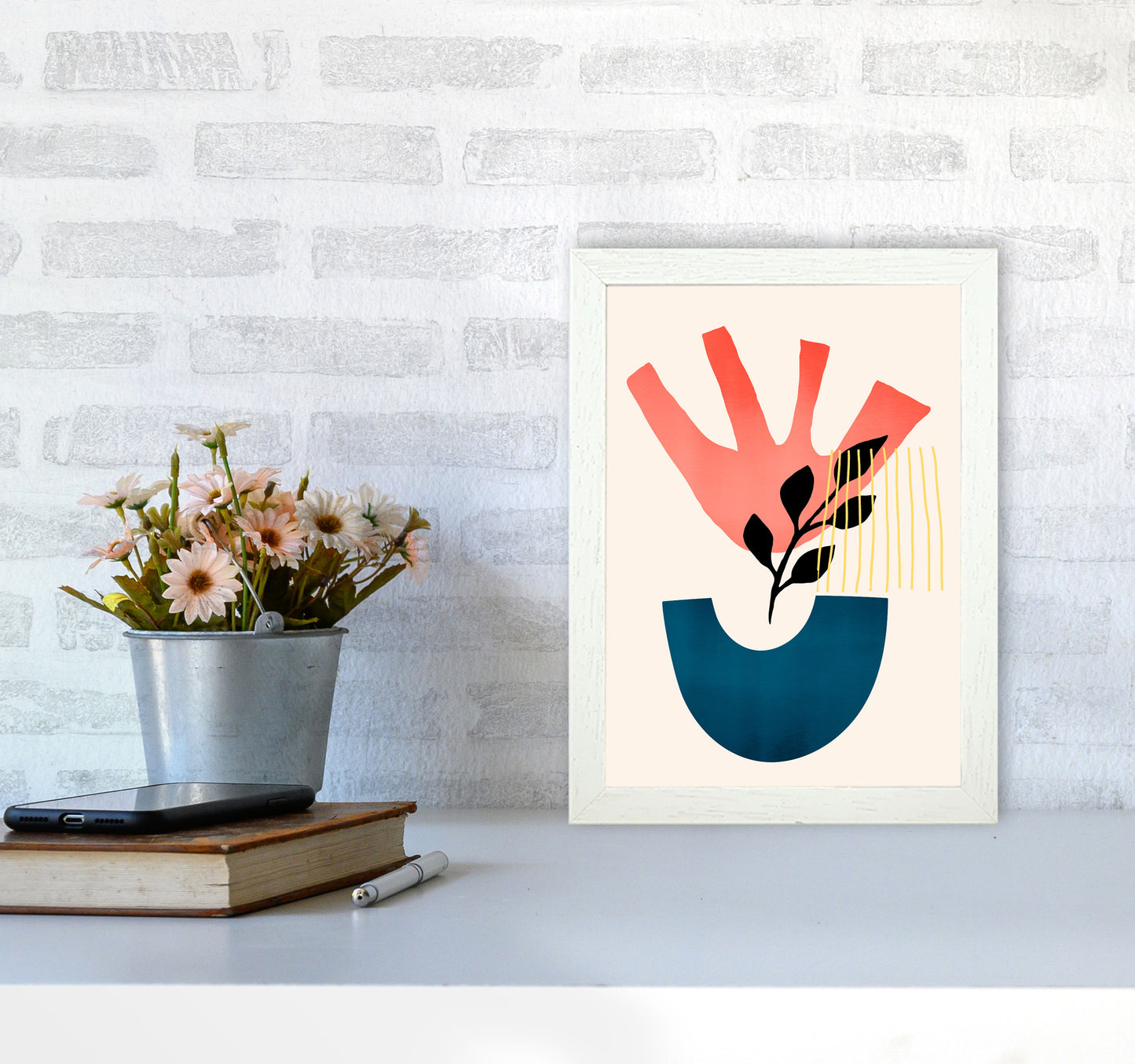 Mid Century Y Art Print by Kubistika A4 Oak Frame