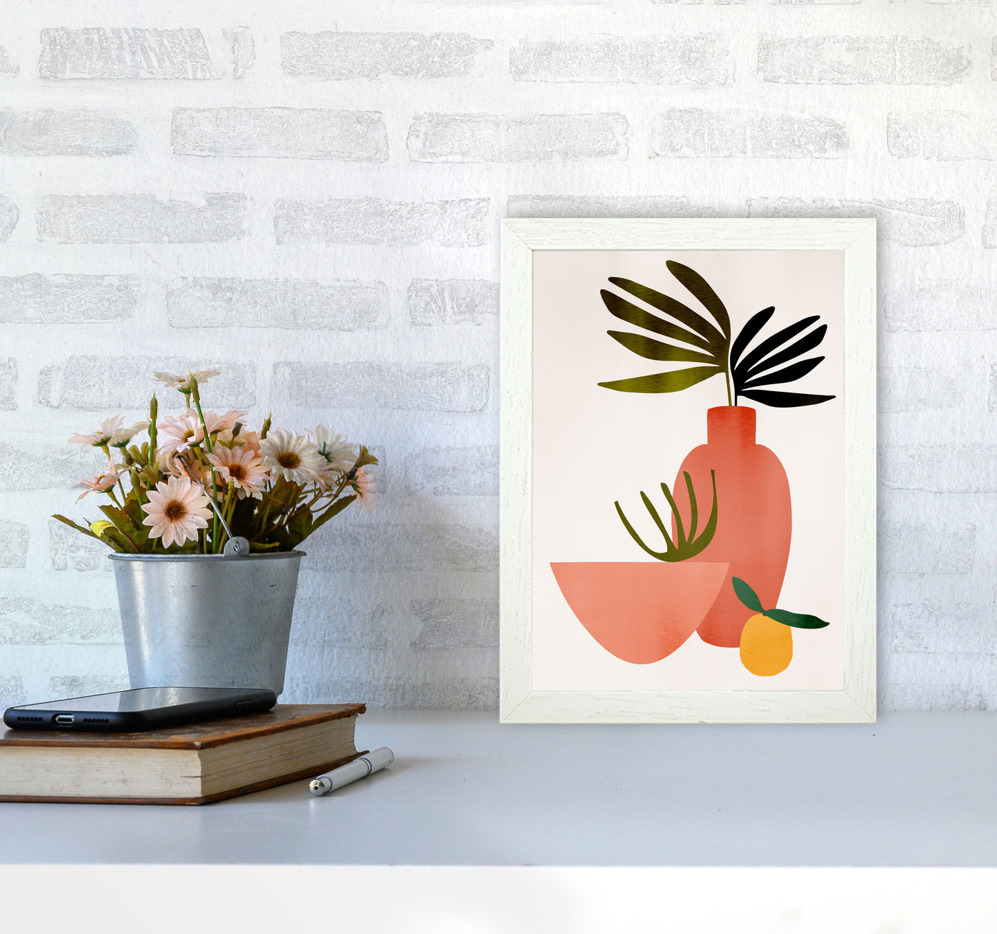 Juicy Lemon Art Print by Kubistika A4 Oak Frame