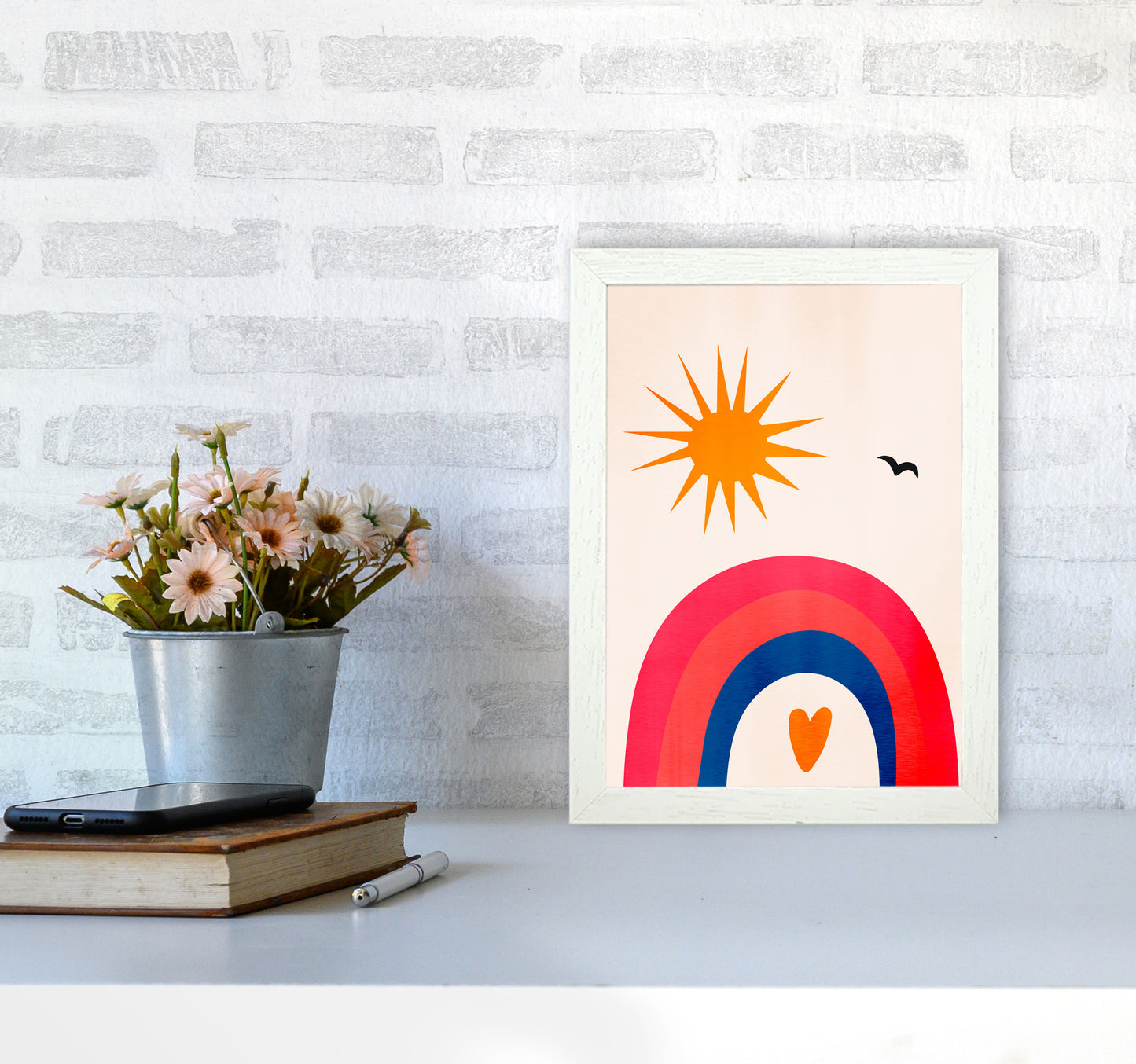 Happy Days! Art Print by Kubistika A4 Oak Frame