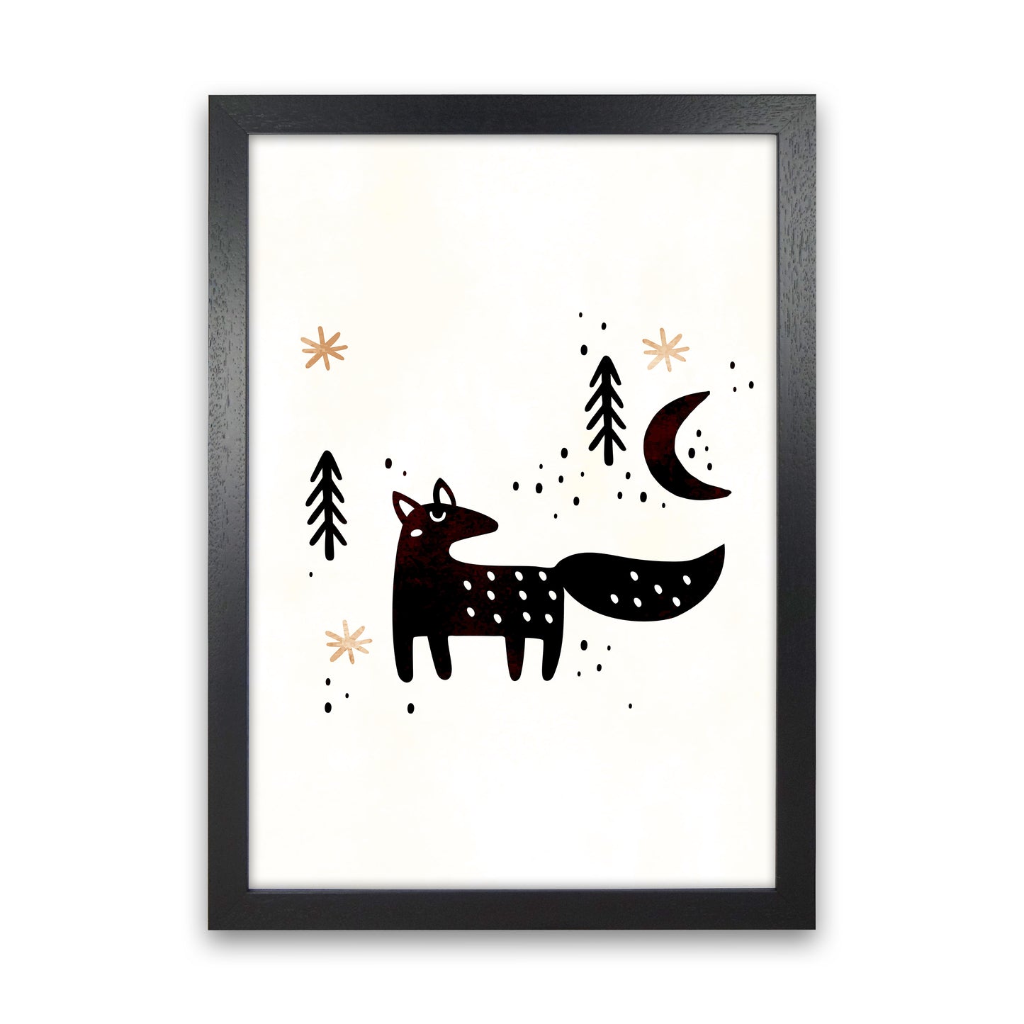 Little Winter Fox Nursery Childrens Art Print by Kubistika Black Grain
