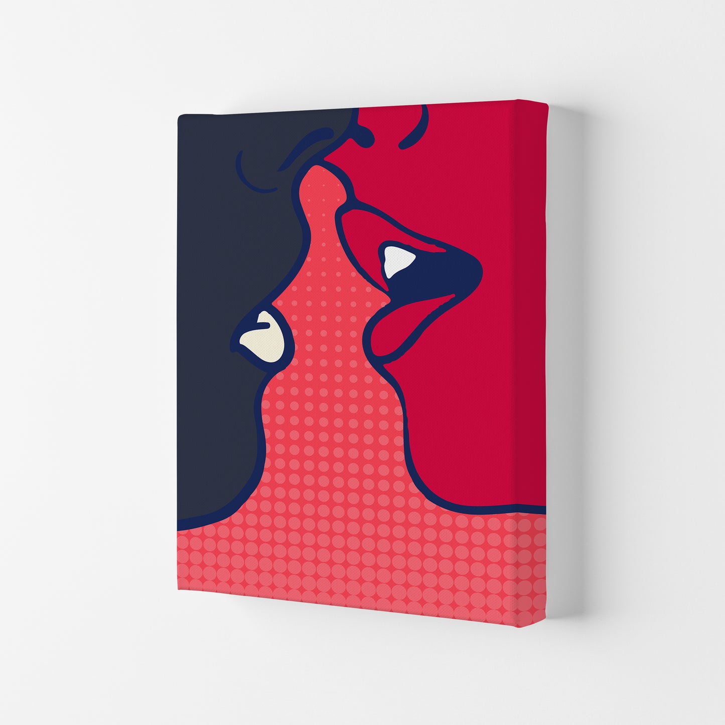 The Kiss - PINK Colourful Modern Art Print by Kubistika Canvas