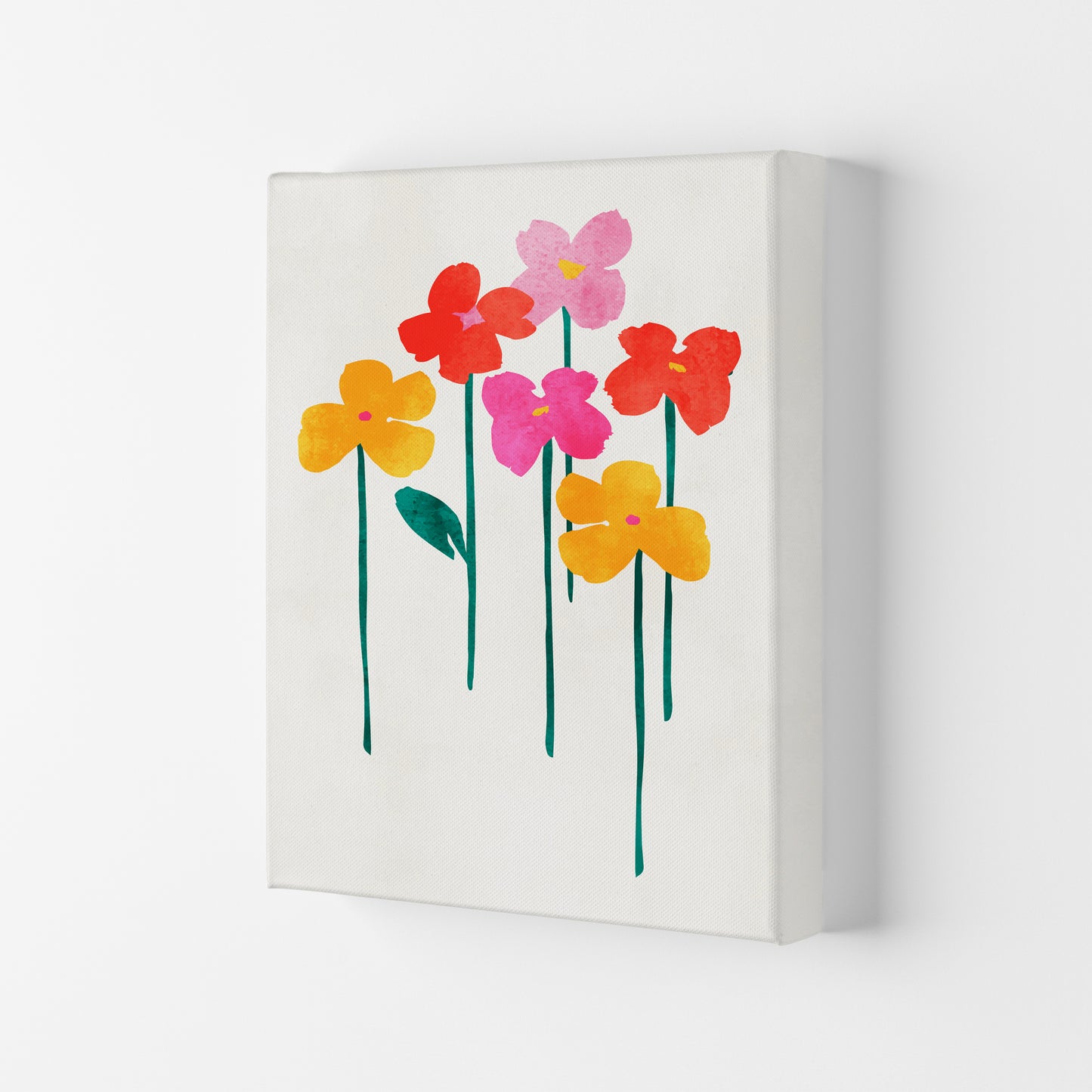 Little Happy Flowers Colourful Art Print by Kubistika Canvas