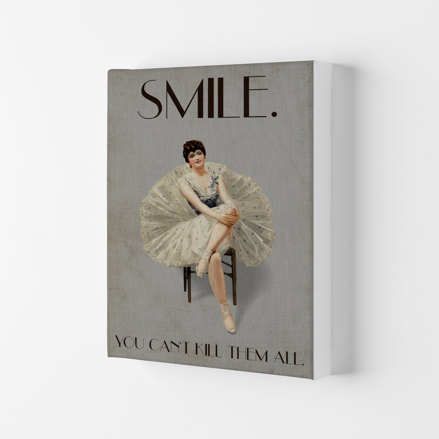 Keep Smiling Vintage Art Print by Kubistika Canvas