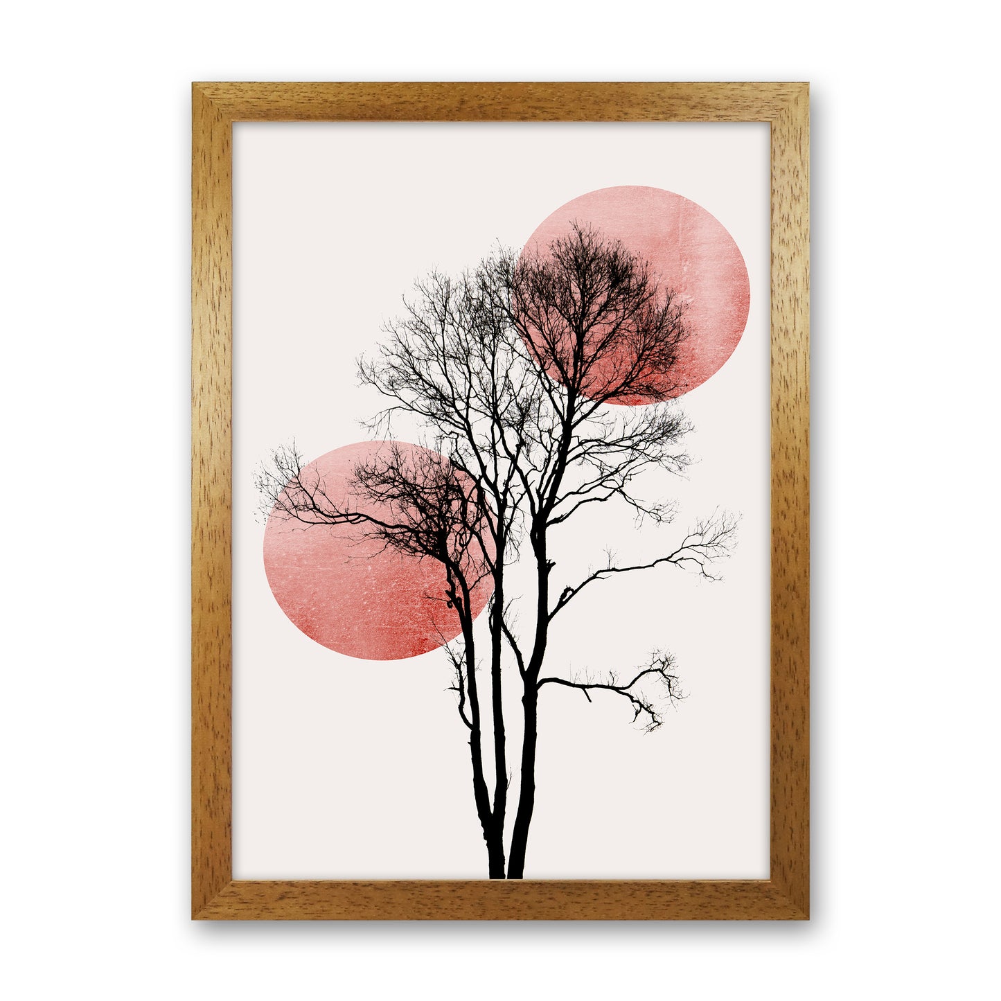 Sun and Moon hiding-ROSE Contemporary Art Print by Kubistika Oak Grain