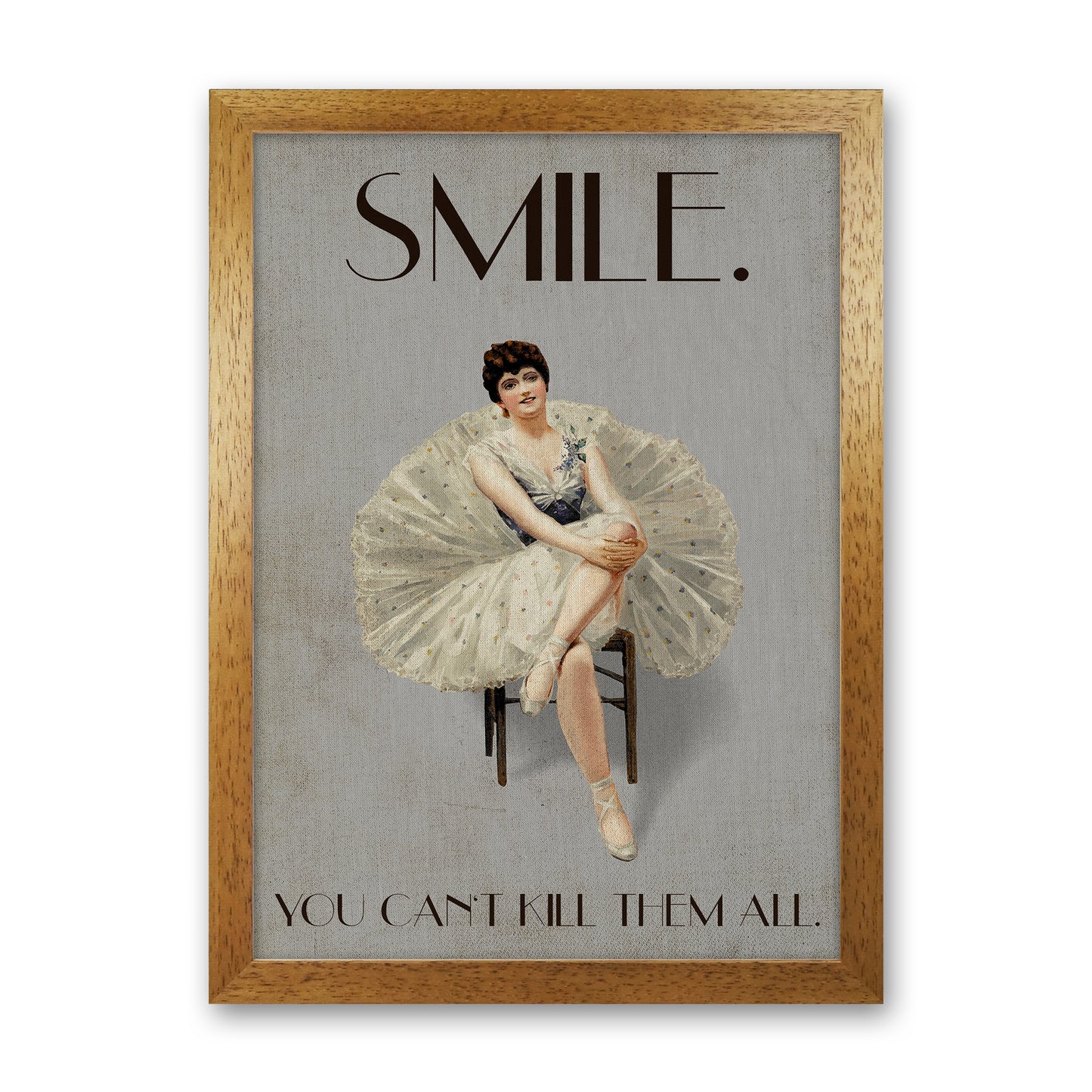 Keep Smiling Vintage Art Print by Kubistika Oak Grain