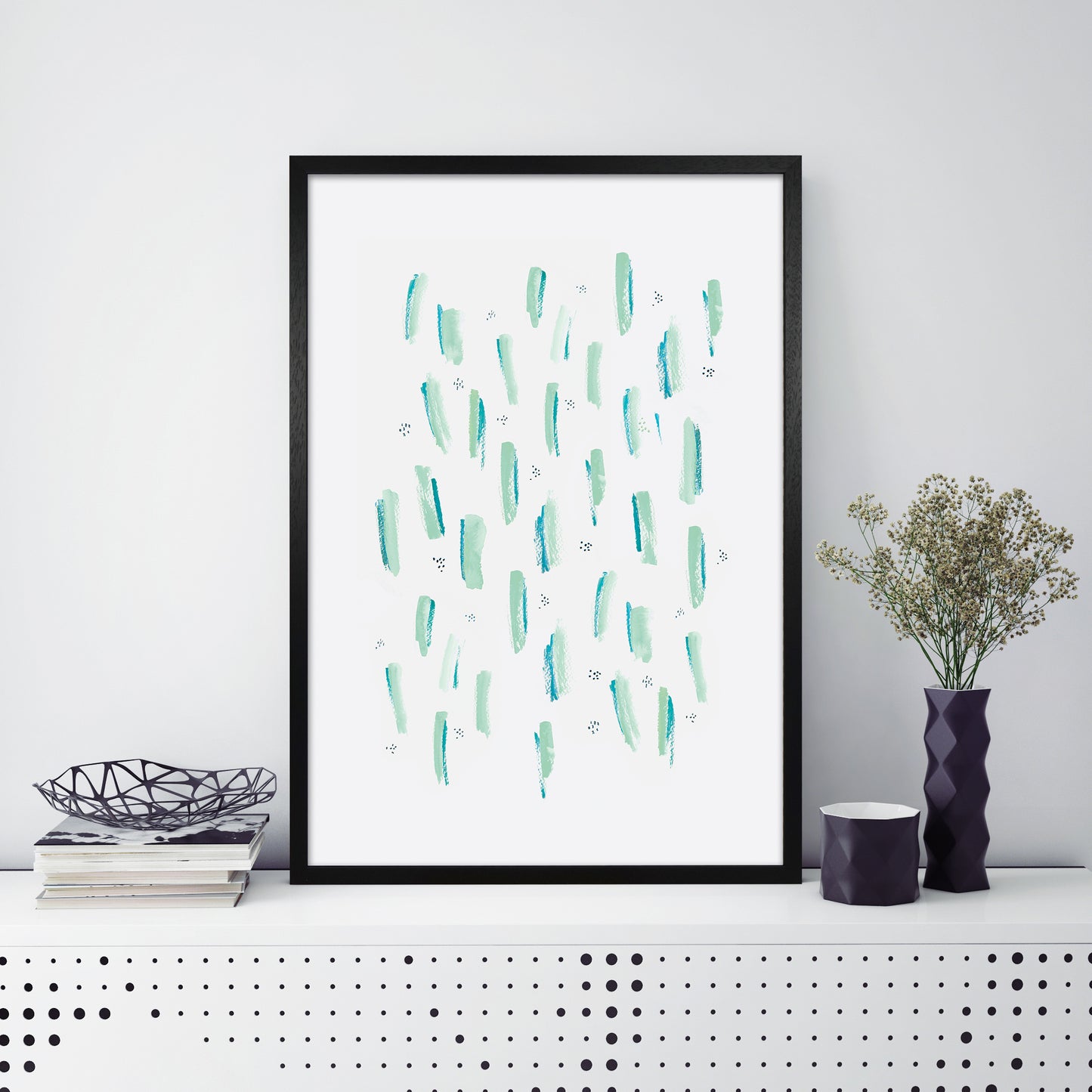 Laura Irwin Brush Strokes Mint A1 Black with White Mount