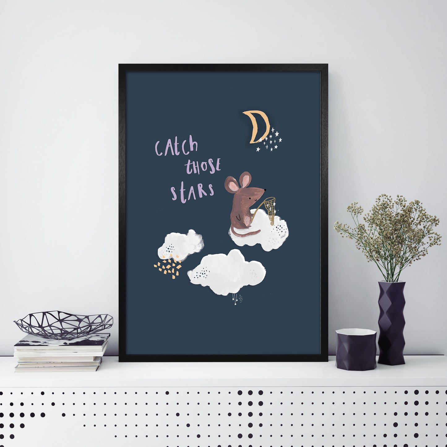 Laura Irwin Catch Those Stars A1 Black with White Mount