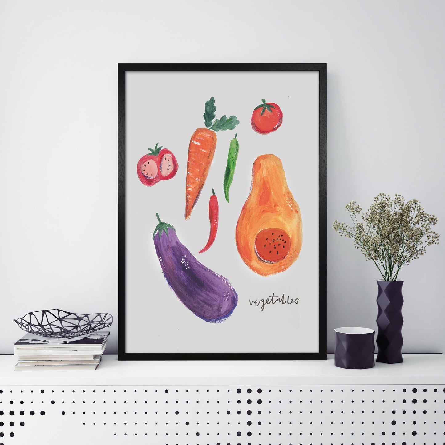 Laura Irwin Veggies A1 Black with White Mount