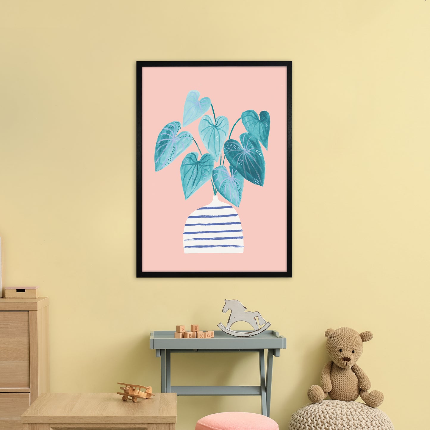 Minimal Houseplant Art Print by Laura Irwin A1 White Frame