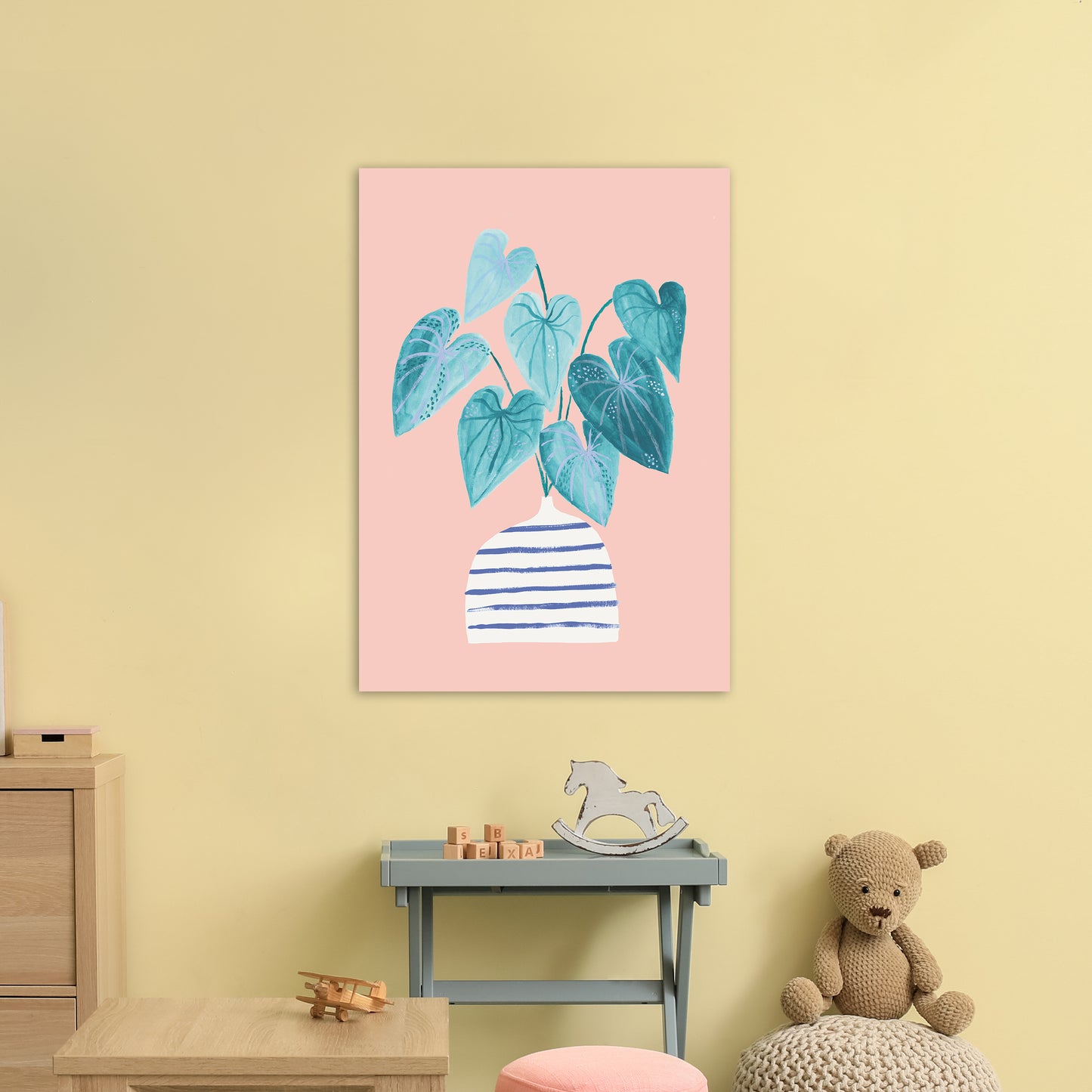 Minimal Houseplant Art Print by Laura Irwin A1 Black Frame