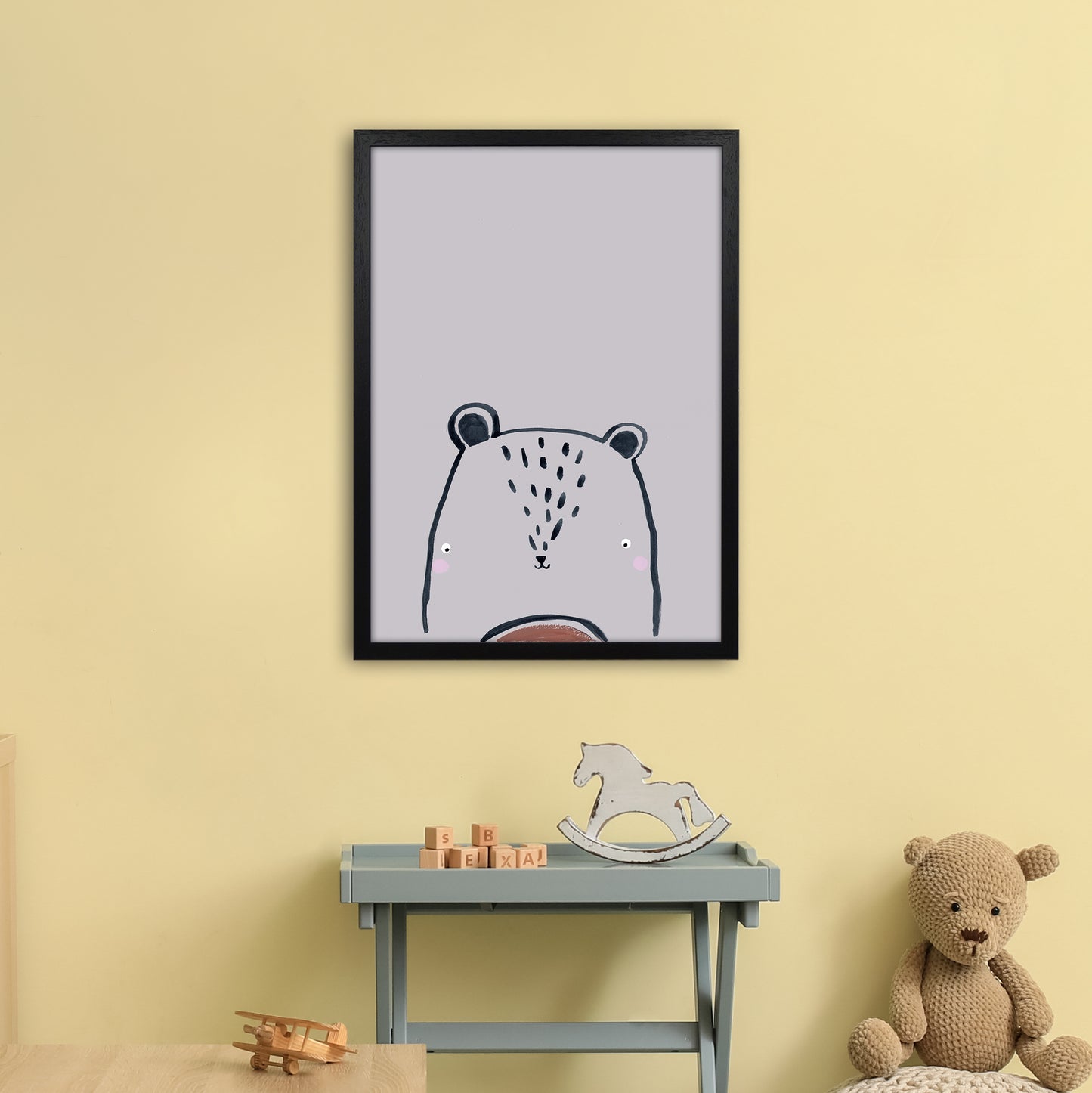Teddy Art Print by Laura Irwin A2 White Frame