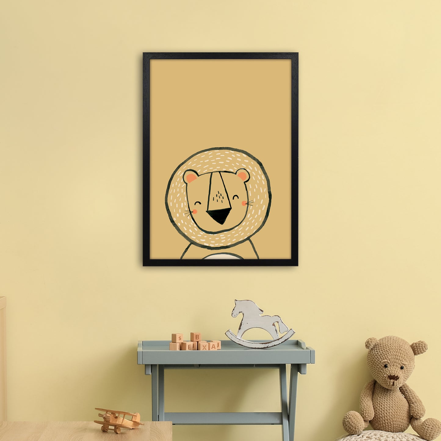 Inky Lion Animal Art Print by Laura Irwin A2 White Frame