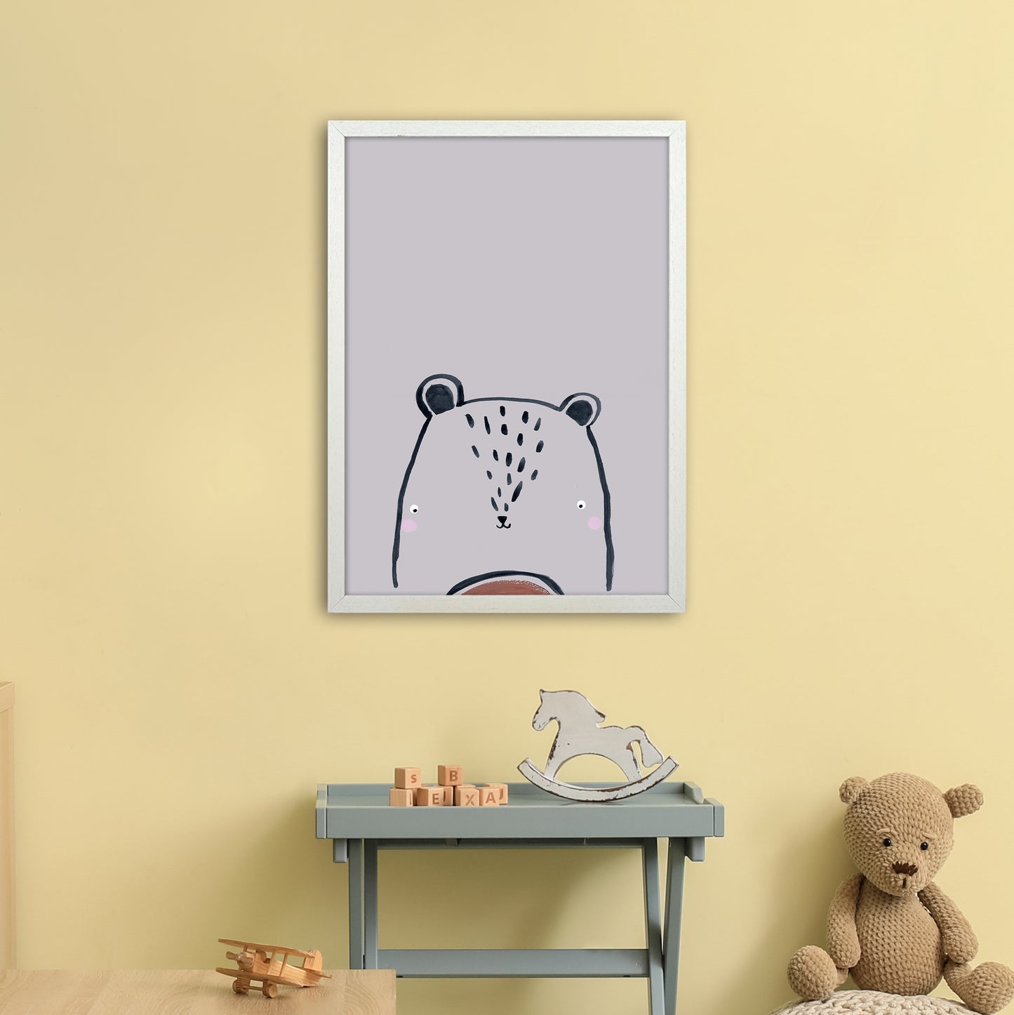 Teddy Art Print by Laura Irwin A2 Oak Frame