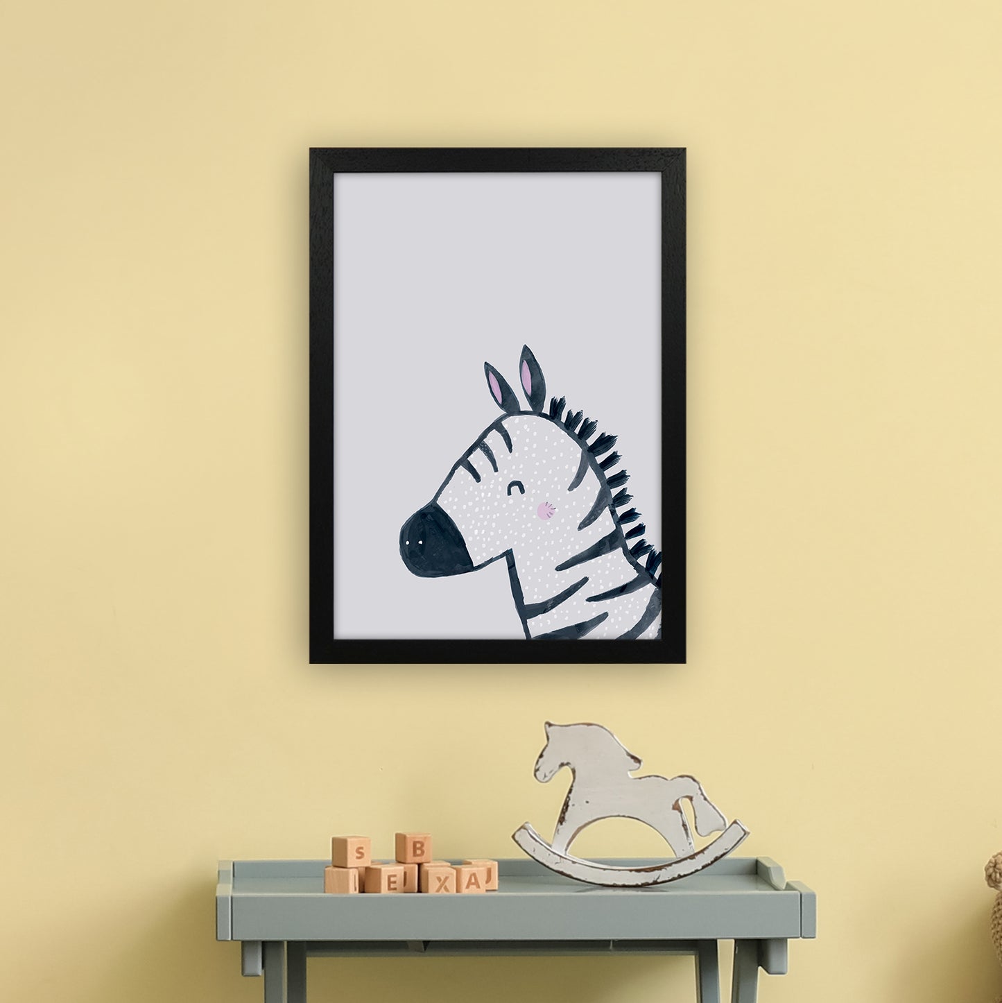 Inky Zebra Animal Art Print by Laura Irwin A3 White Frame
