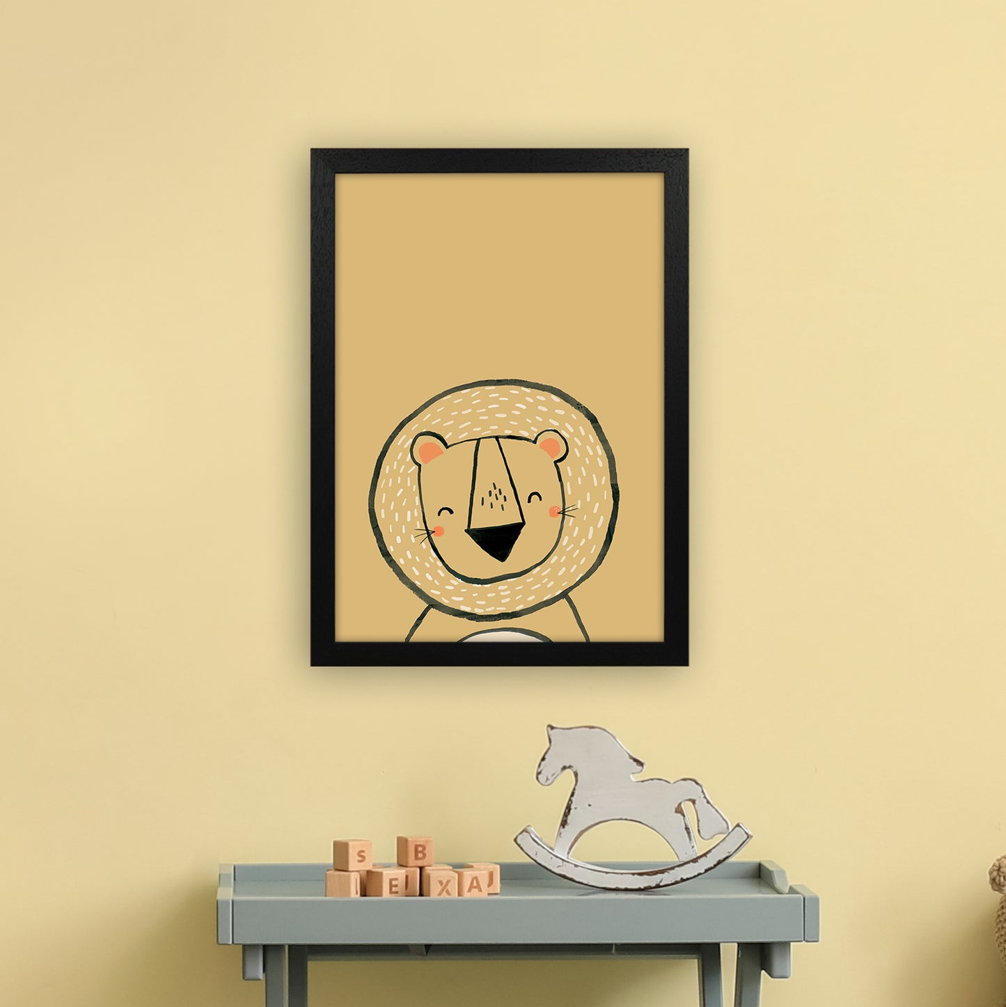 Inky Lion Animal Art Print by Laura Irwin A3 White Frame