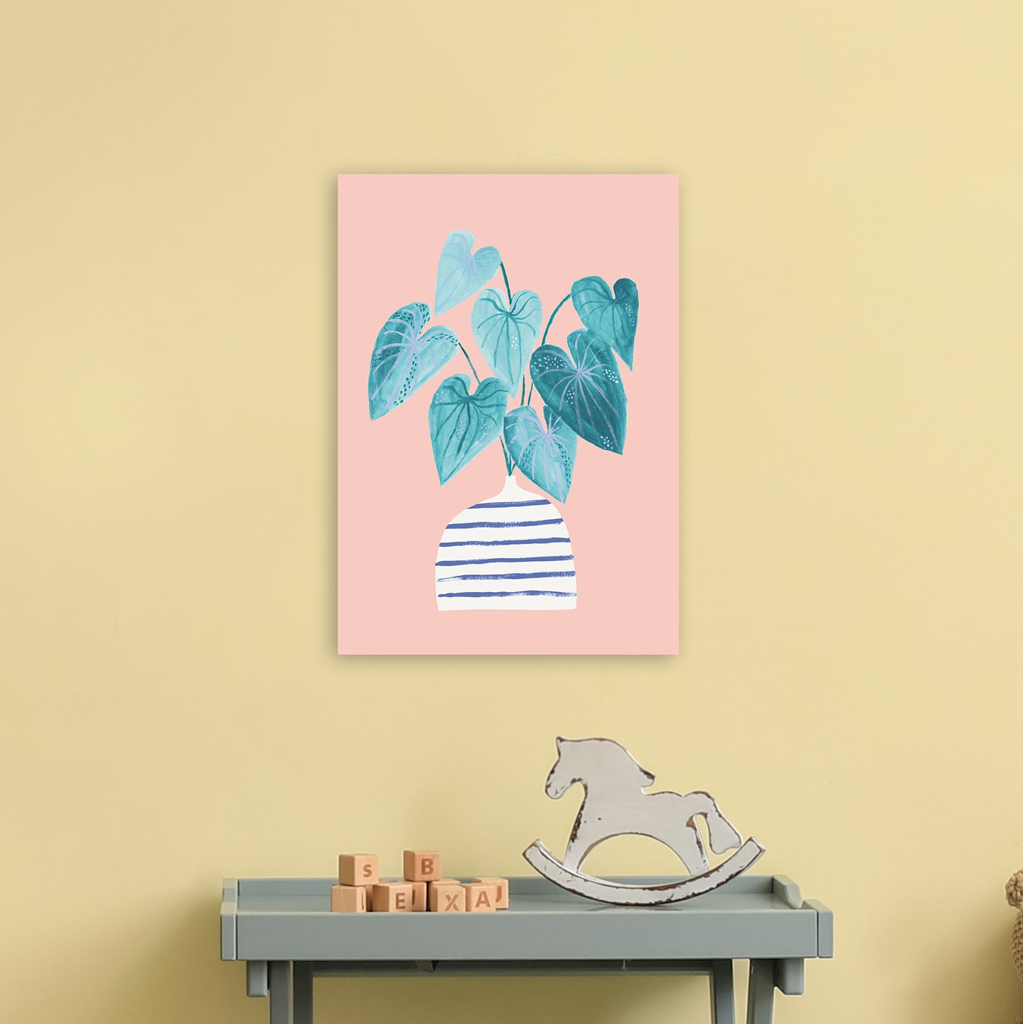 Minimal Houseplant Art Print by Laura Irwin A3 Black Frame