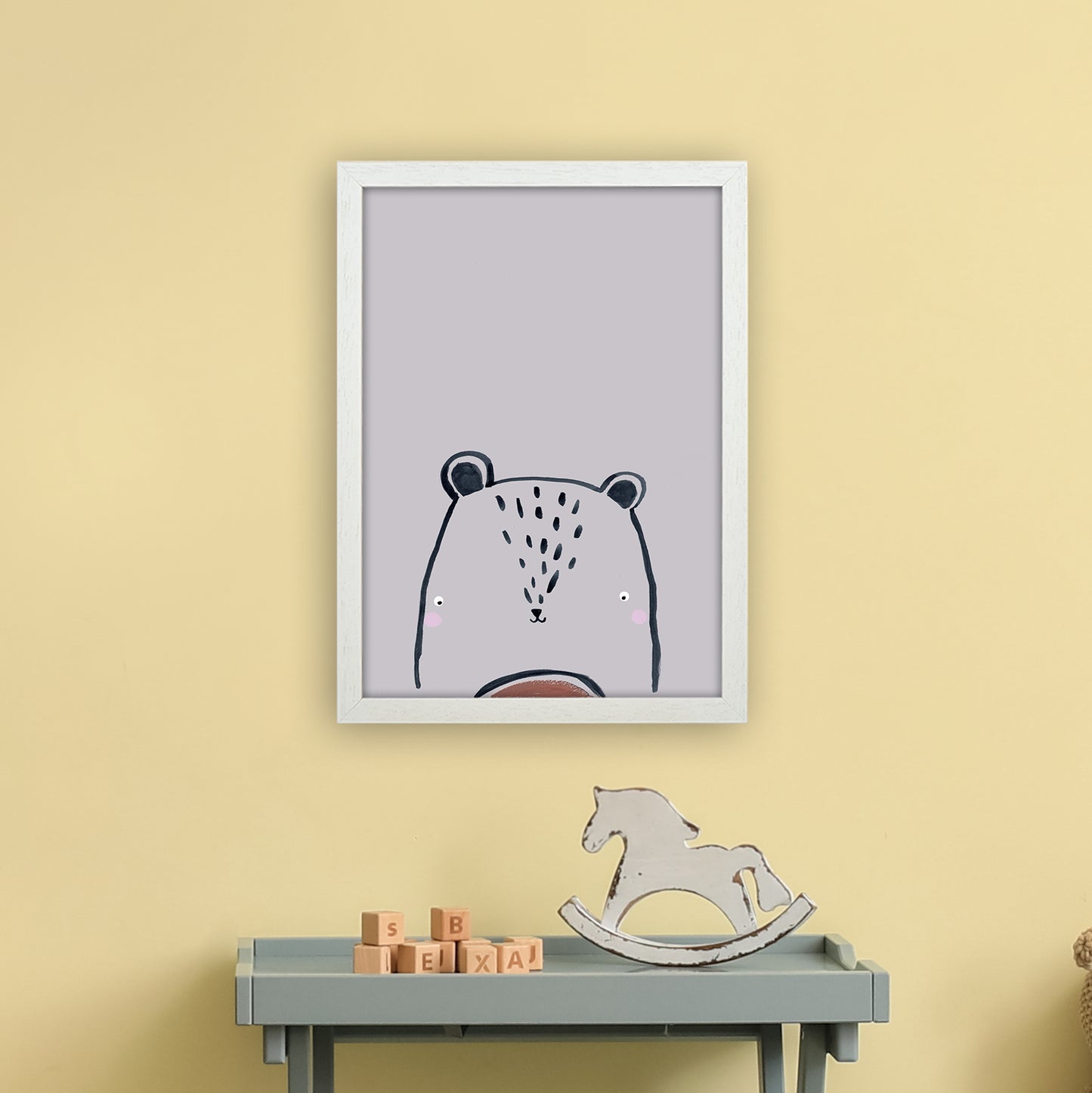Teddy Art Print by Laura Irwin A3 Oak Frame