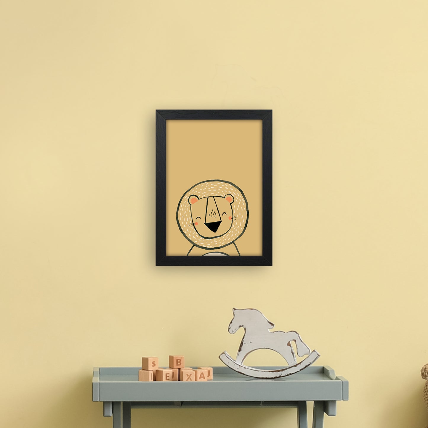 Inky Lion Animal Art Print by Laura Irwin A4 White Frame