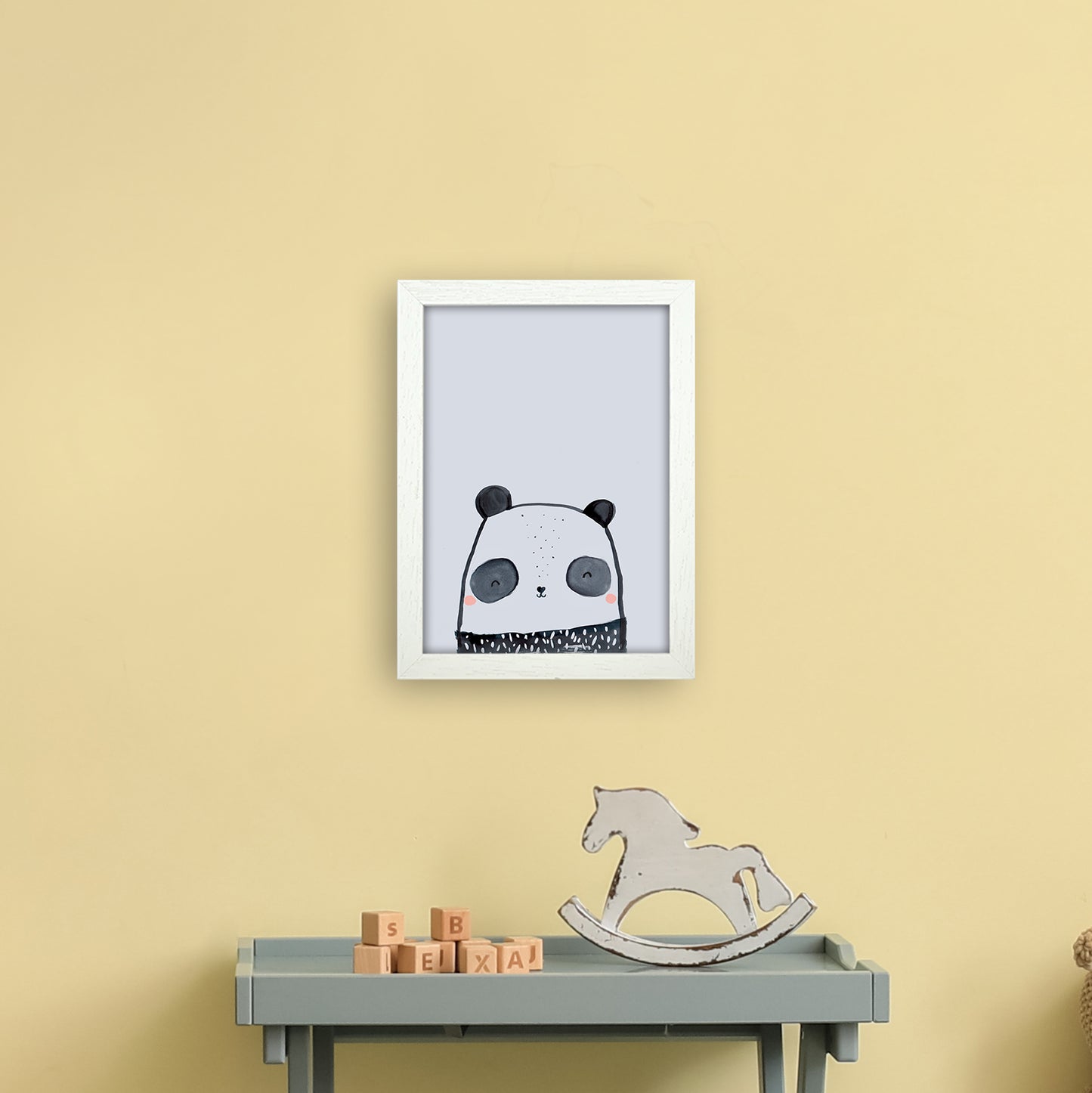 Panda Art Print by Laura Irwin A4 Oak Frame