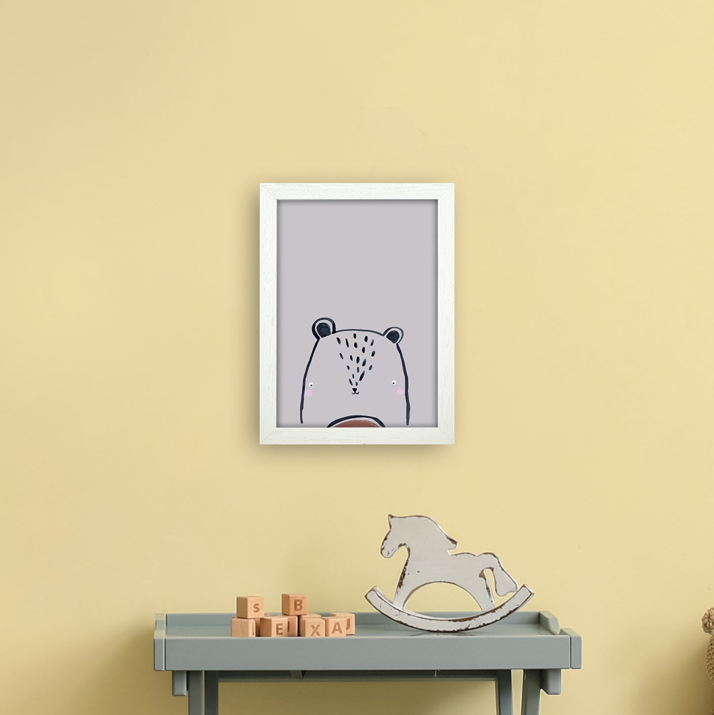 Teddy Art Print by Laura Irwin A4 Oak Frame