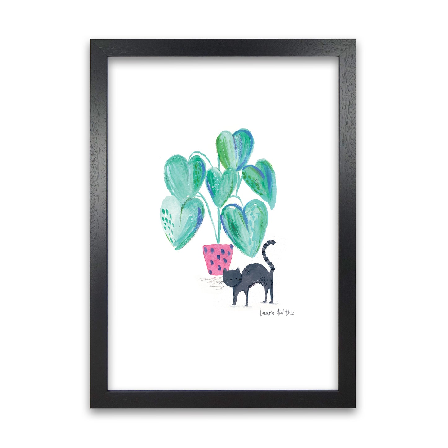 Laura Irwin Cat and Hpouse Plant A1 White with White Mount