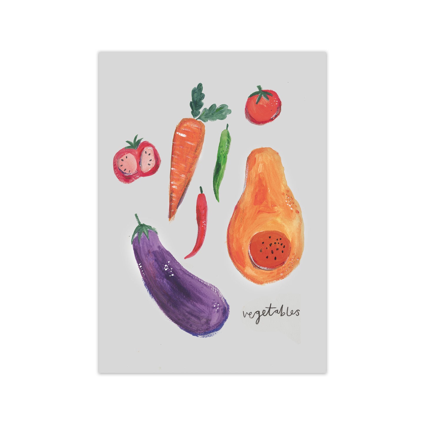 Laura Irwin Veggies A2 Black with White Mount