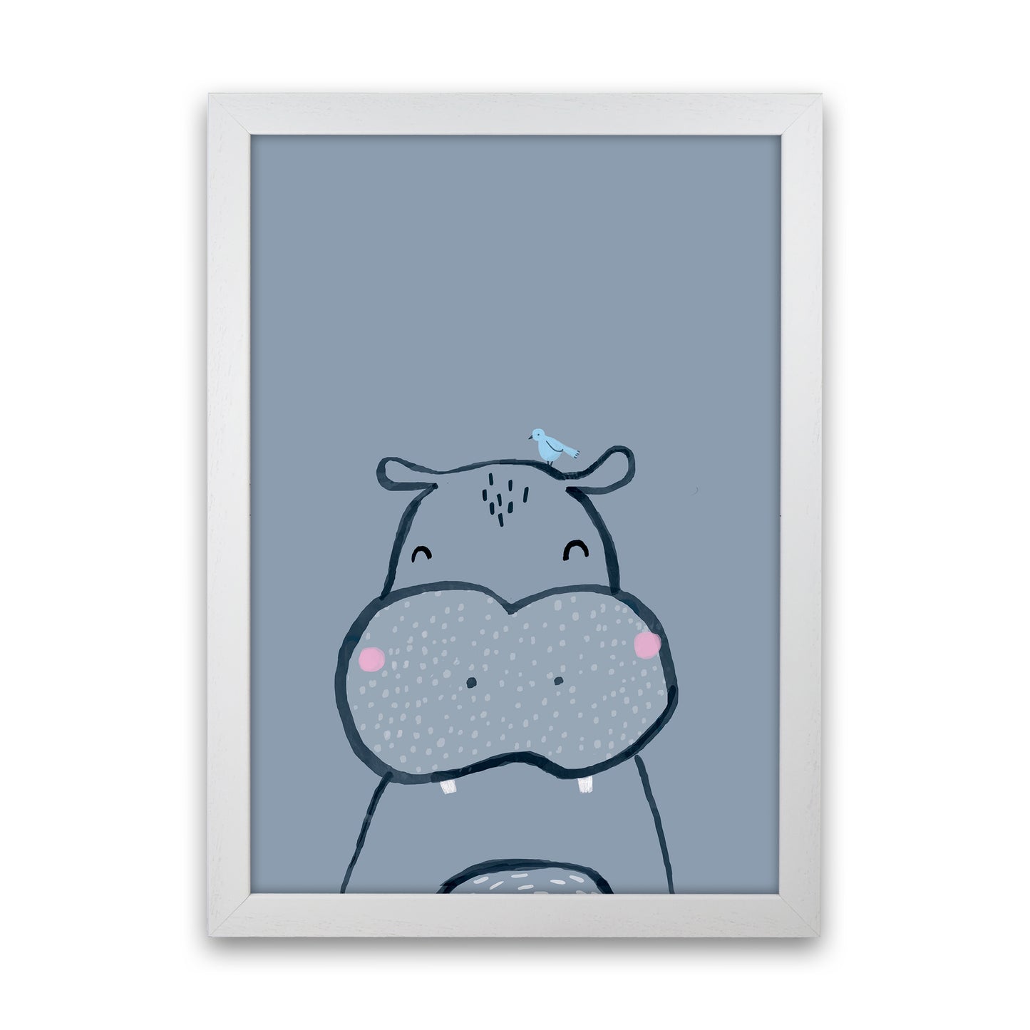 Inky Hippo Animal Art Print by Laura Irwin White Grain