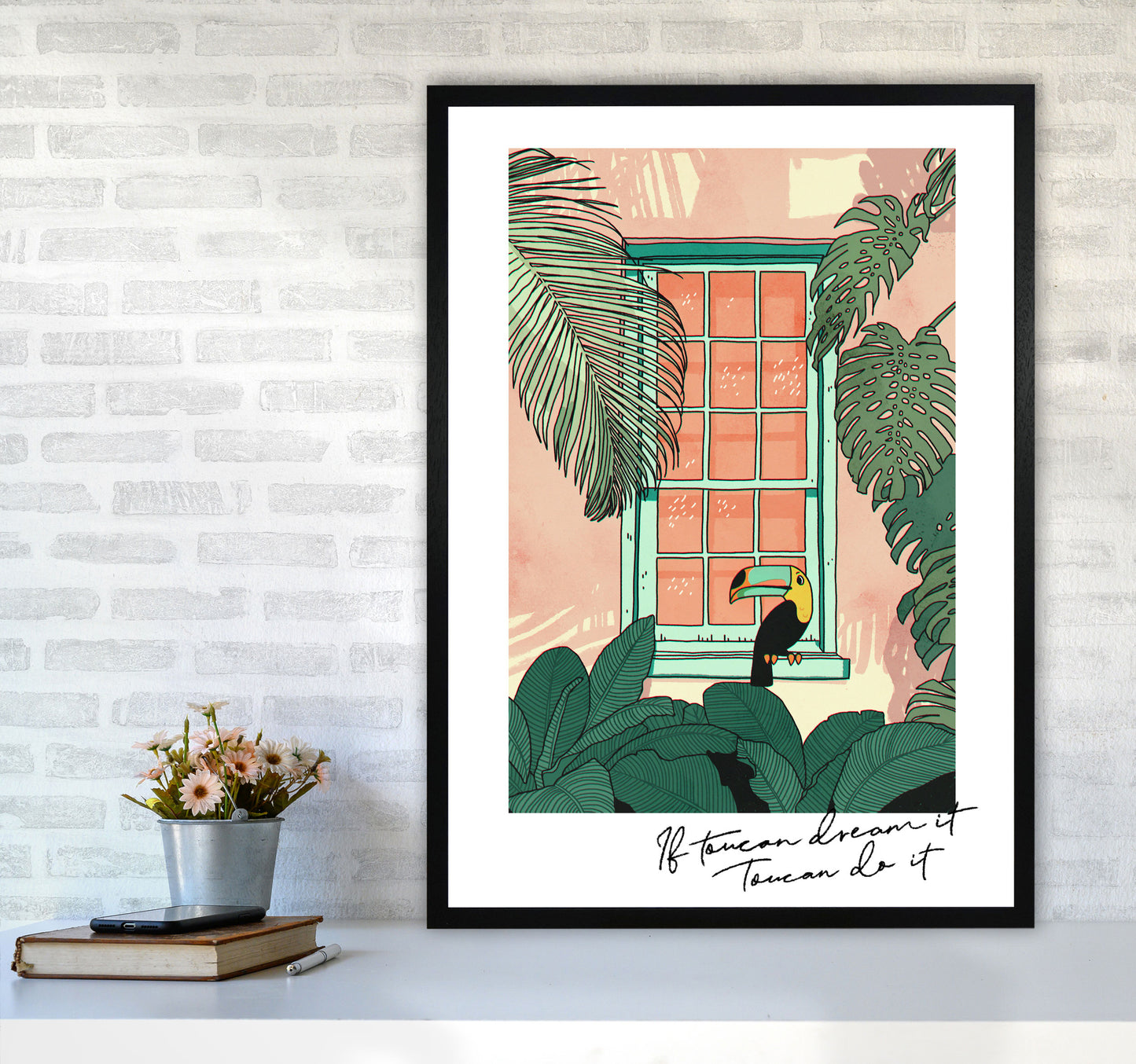 Toucan Do It Art Print by Lucy Michelle A1 White Frame