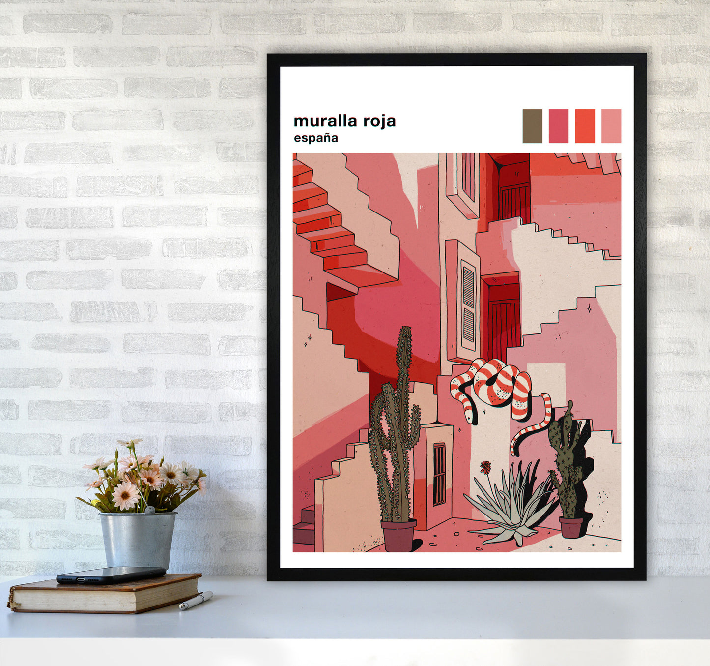 Muralla Roja Art Print by Lucy Michelle A1 White Frame