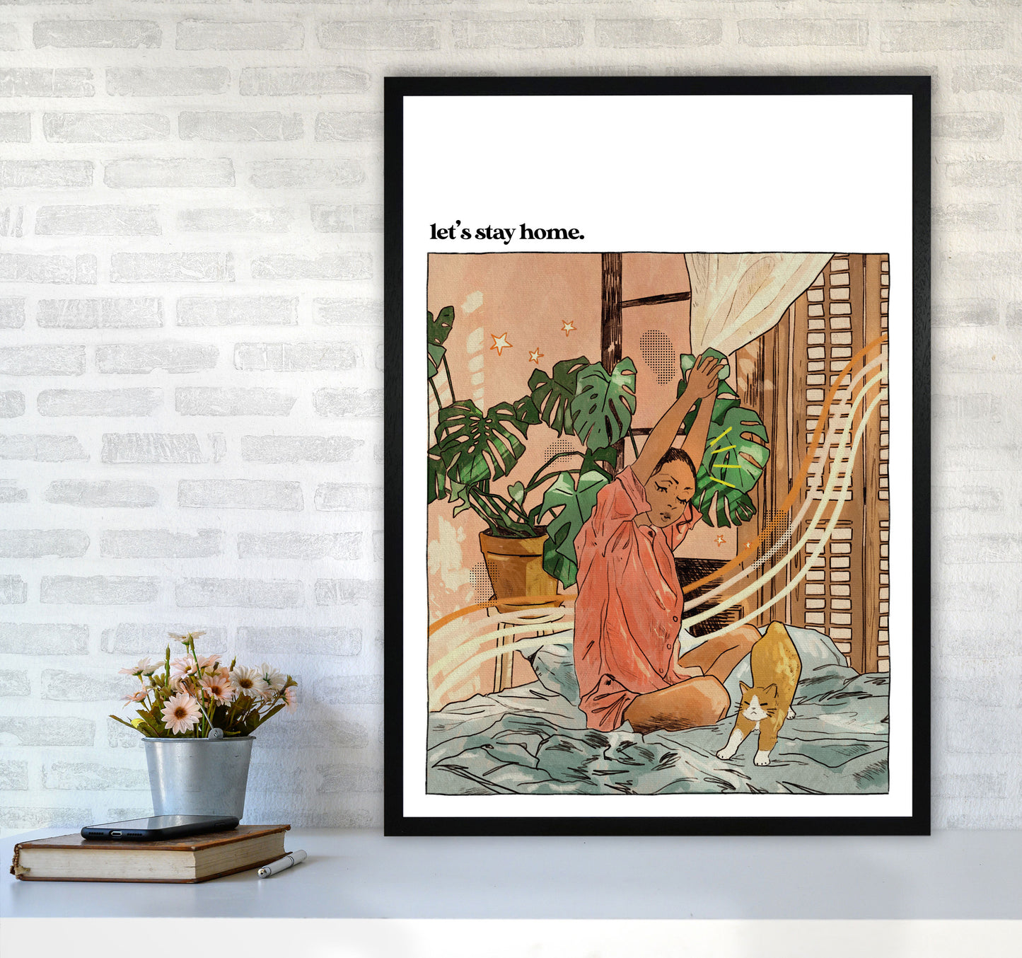 Stay Home II Art Print by Lucy Michelle A1 White Frame