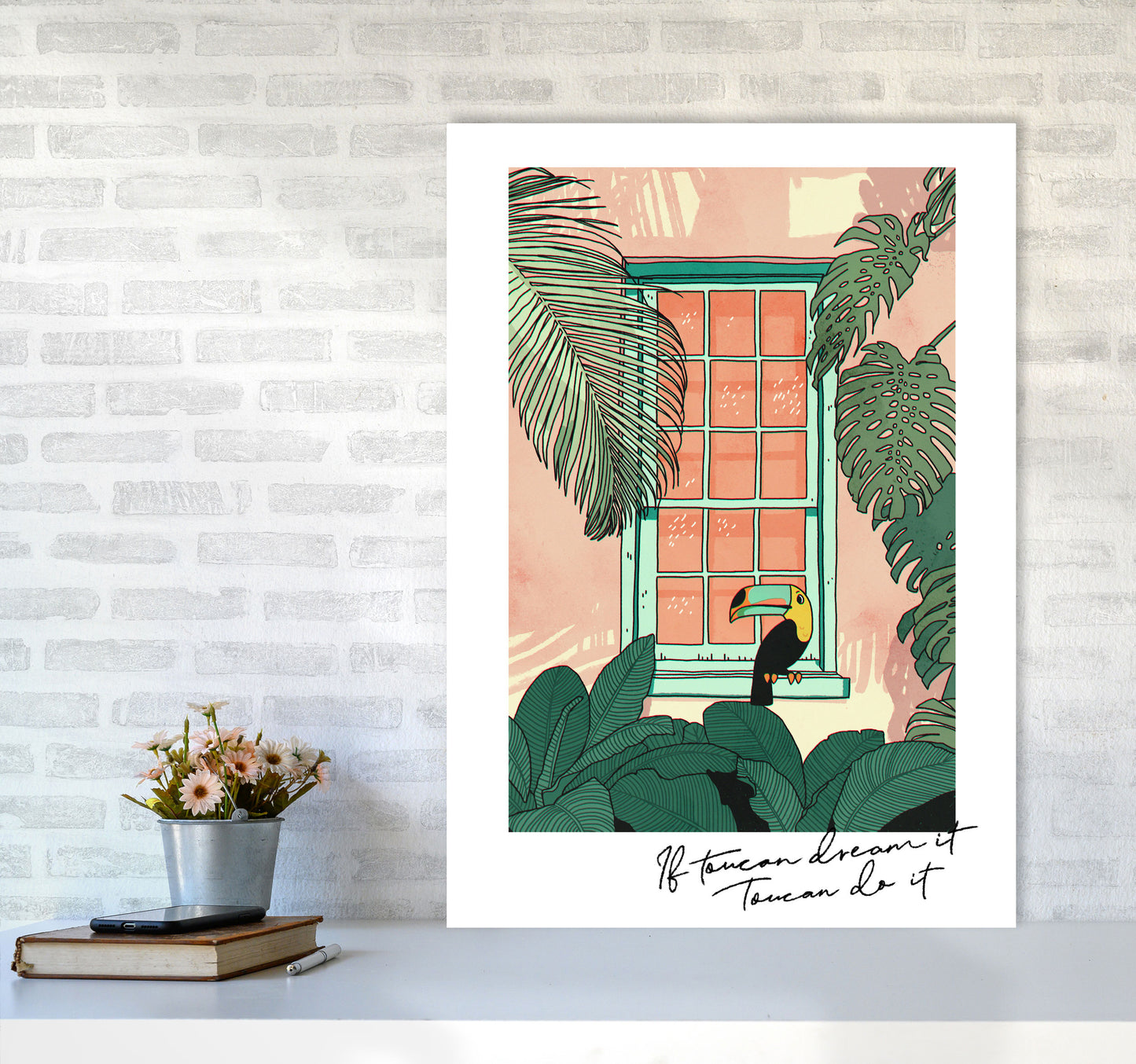 Toucan Do It Art Print by Lucy Michelle A1 Black Frame