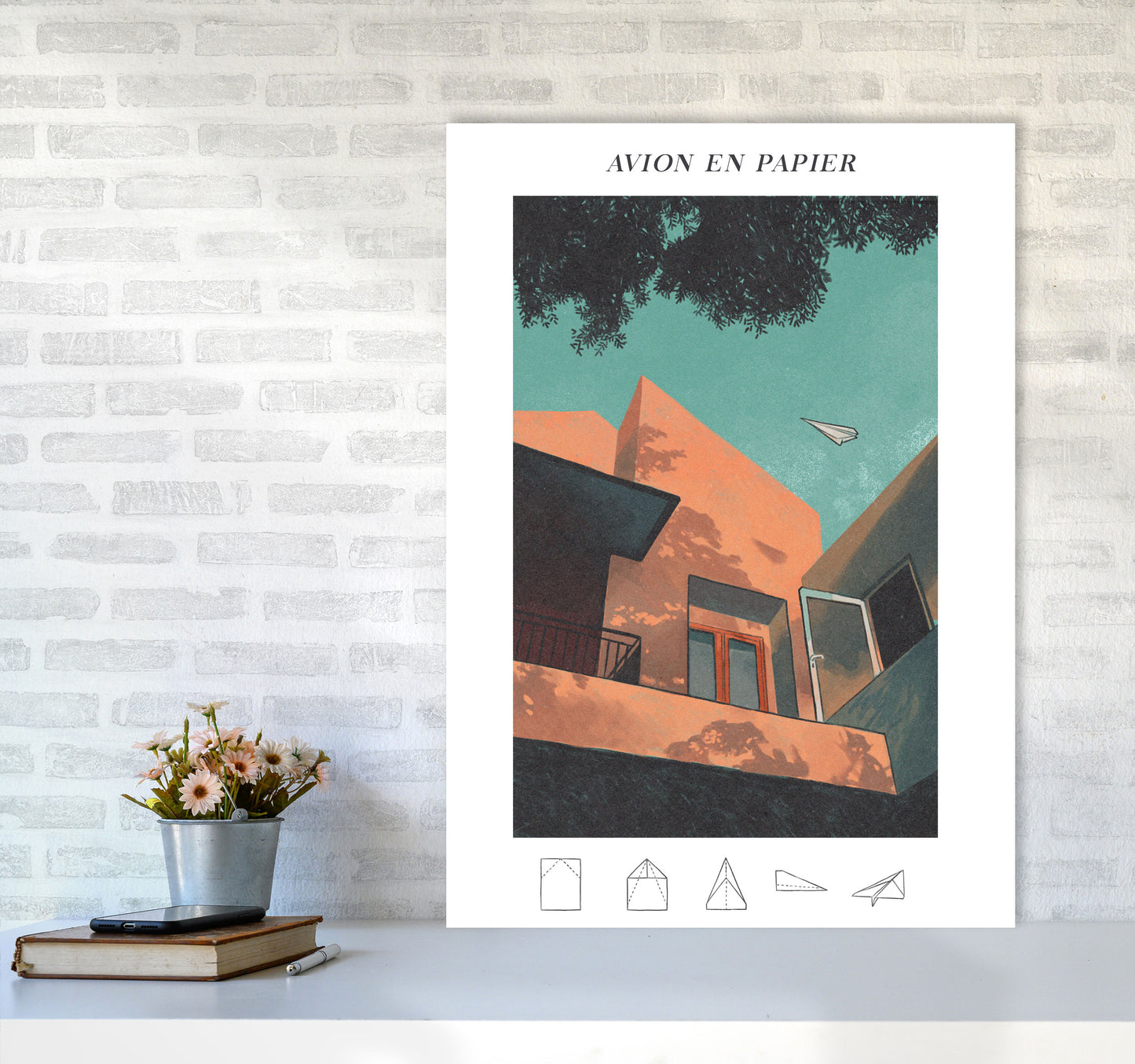 Avion En Papier Art Print by Lucy Michelle A1 Black Frame