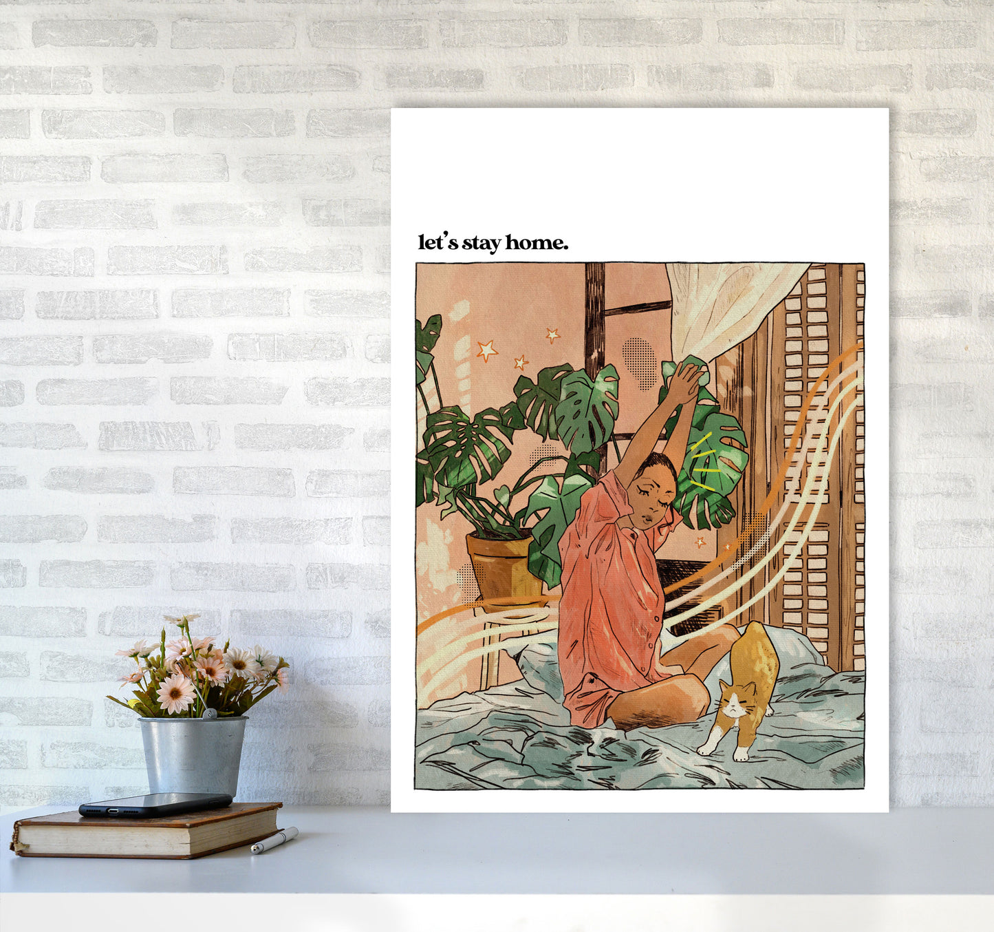 Stay Home II Art Print by Lucy Michelle A1 Black Frame