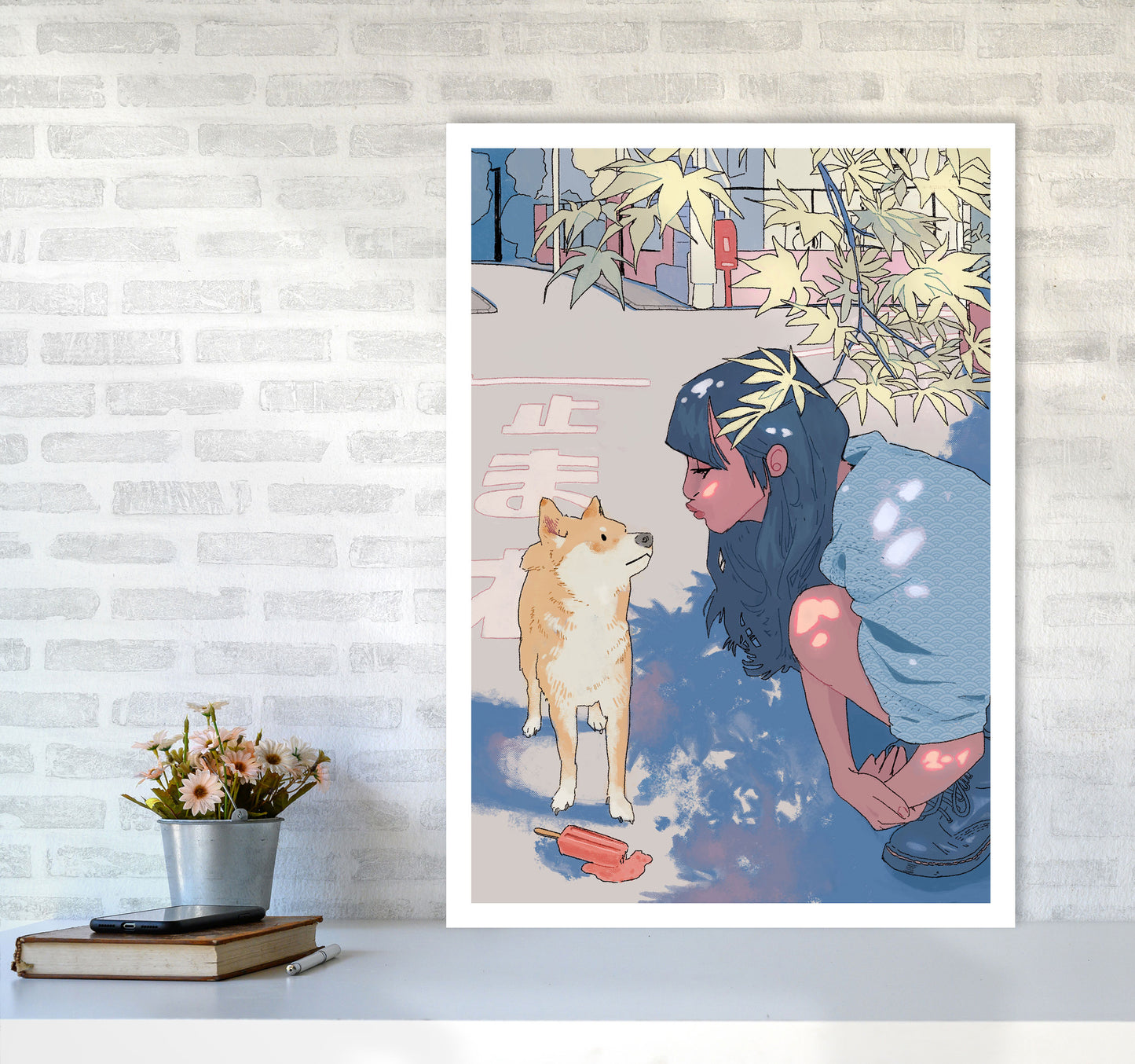 Shiba Art Print by Lucy Michelle A1 Black Frame