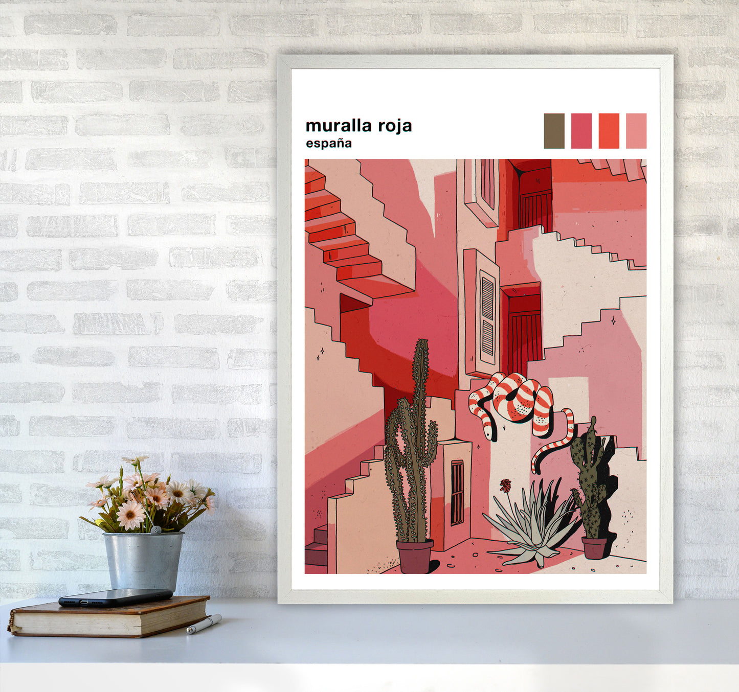 Muralla Roja Art Print by Lucy Michelle A1 Oak Frame
