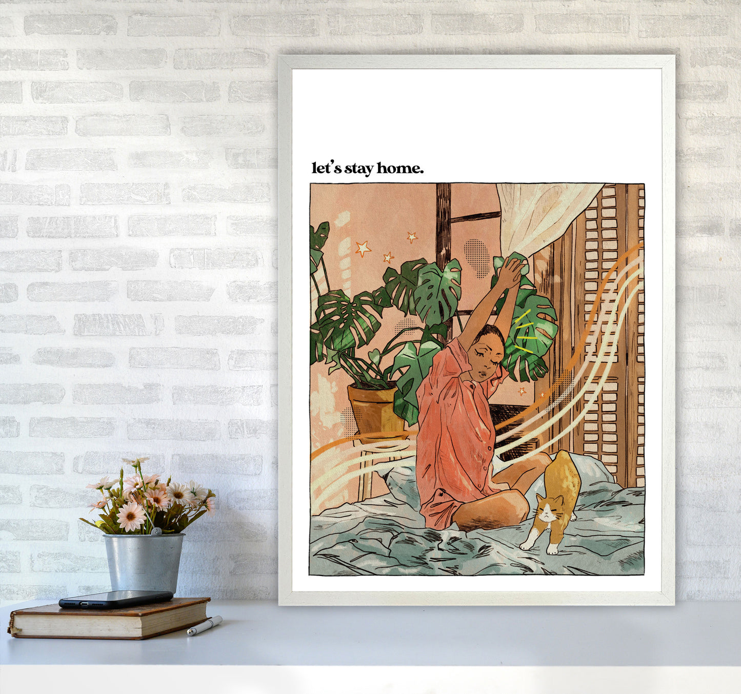 Stay Home II Art Print by Lucy Michelle A1 Oak Frame