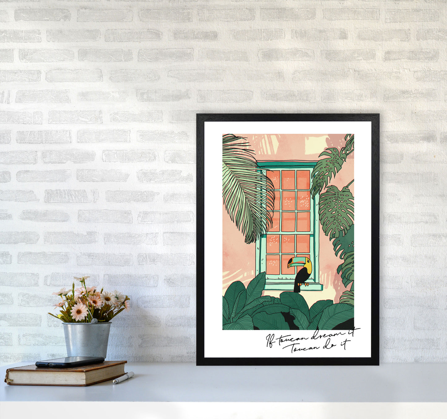 Toucan Do It Art Print by Lucy Michelle A2 White Frame