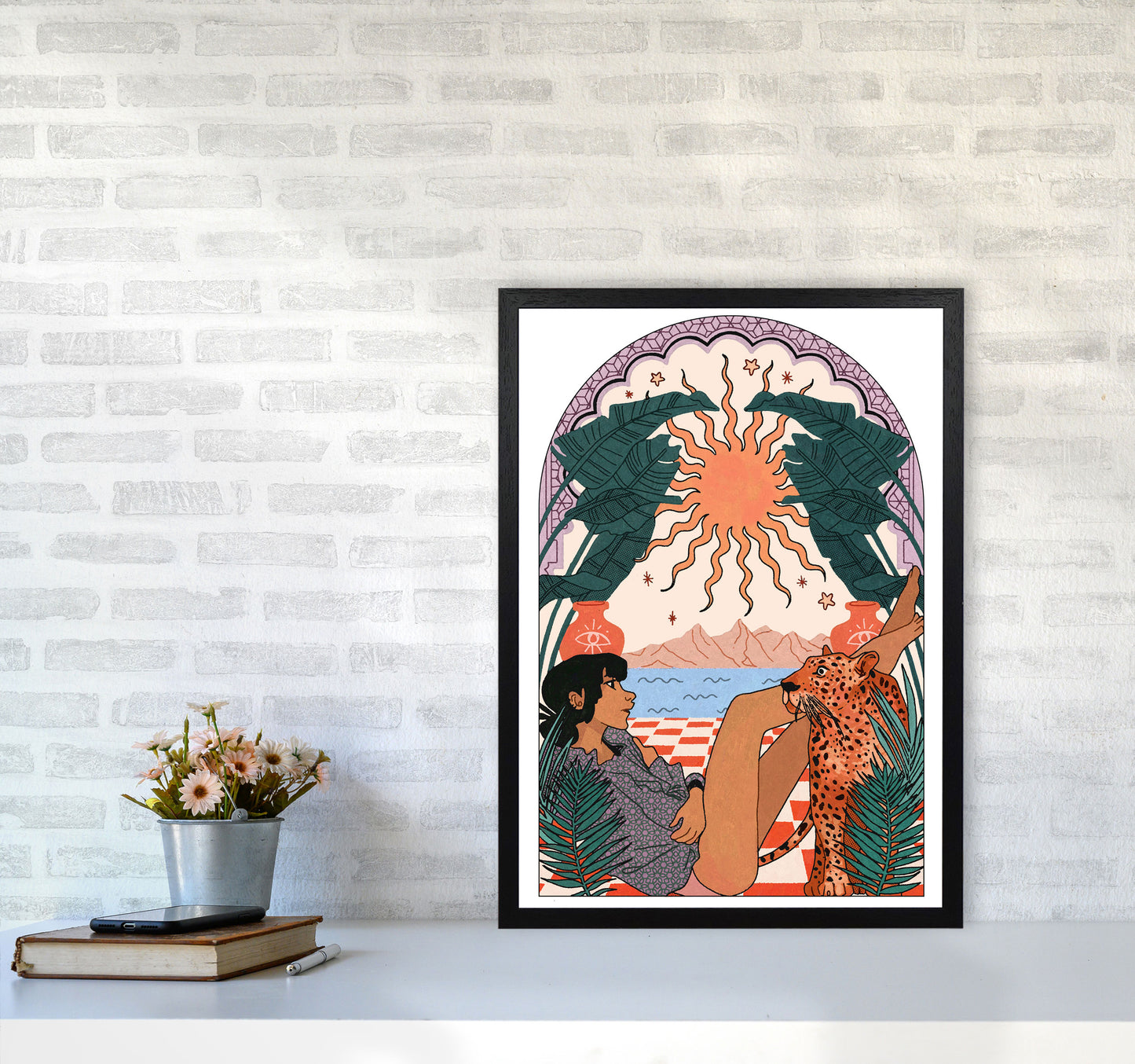 Jaguar Art Print by Lucy Michelle A2 White Frame