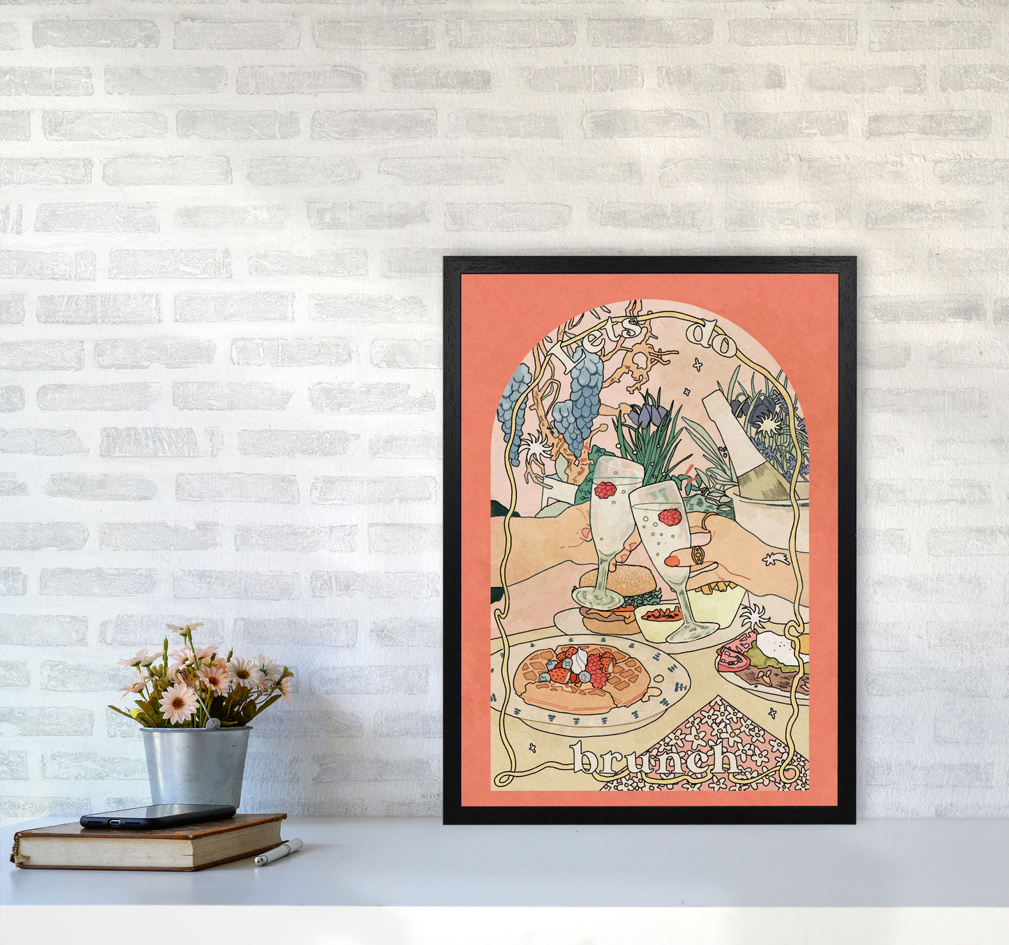 Lets Do Brunch Art Print by Lucy Michelle A2 White Frame