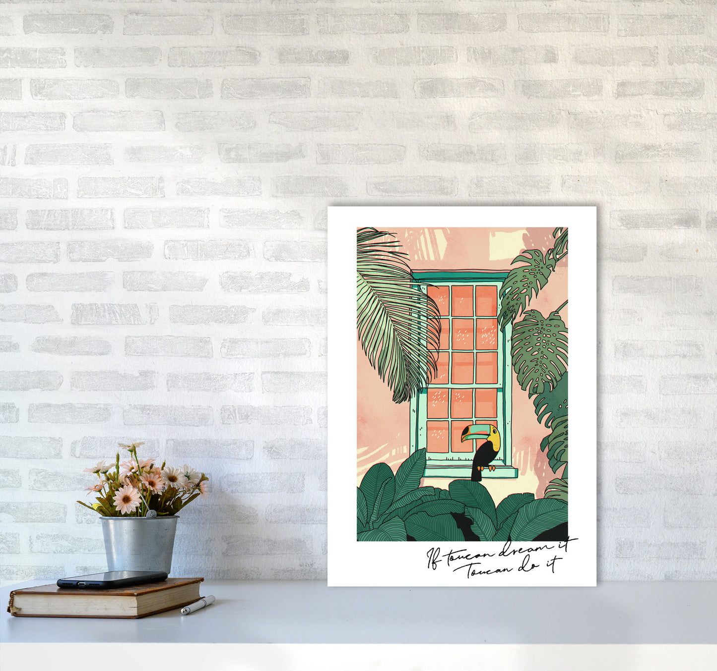 Toucan Do It Art Print by Lucy Michelle A2 Black Frame
