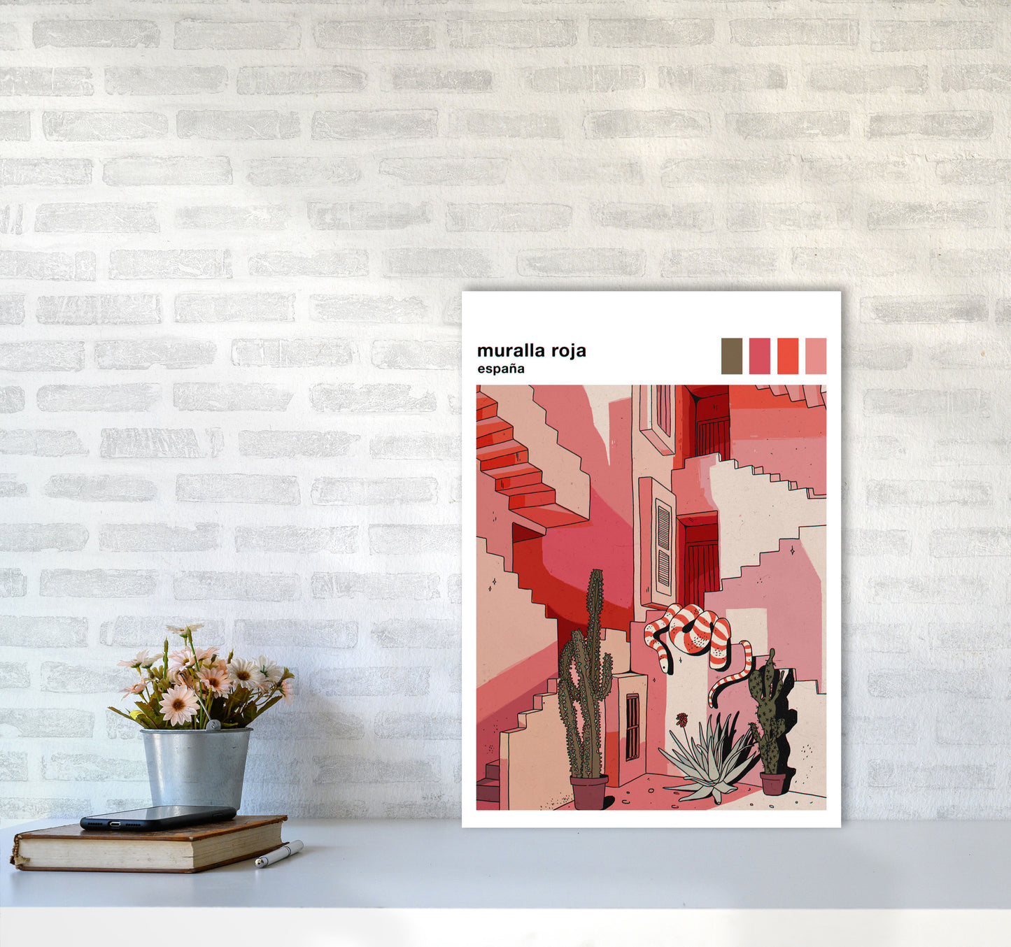 Muralla Roja Art Print by Lucy Michelle A2 Black Frame
