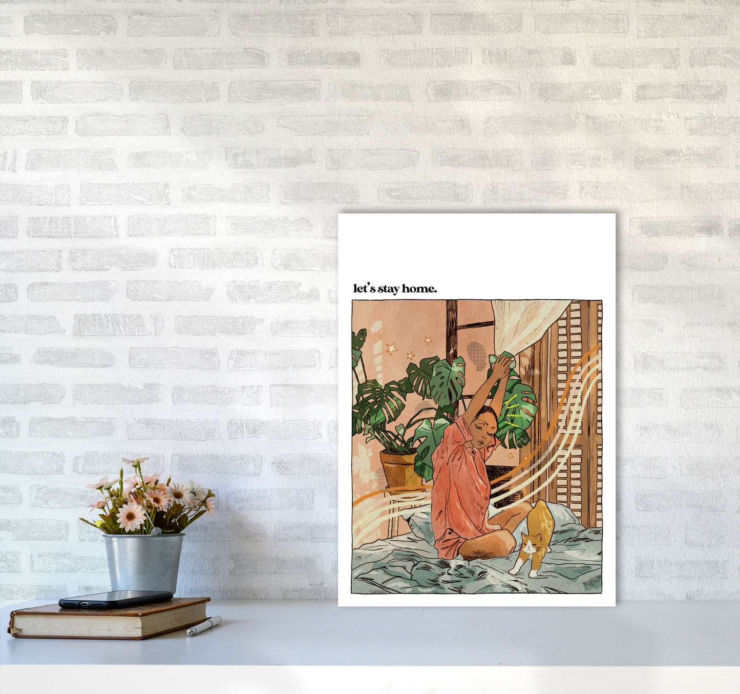 Stay Home II Art Print by Lucy Michelle A2 Black Frame