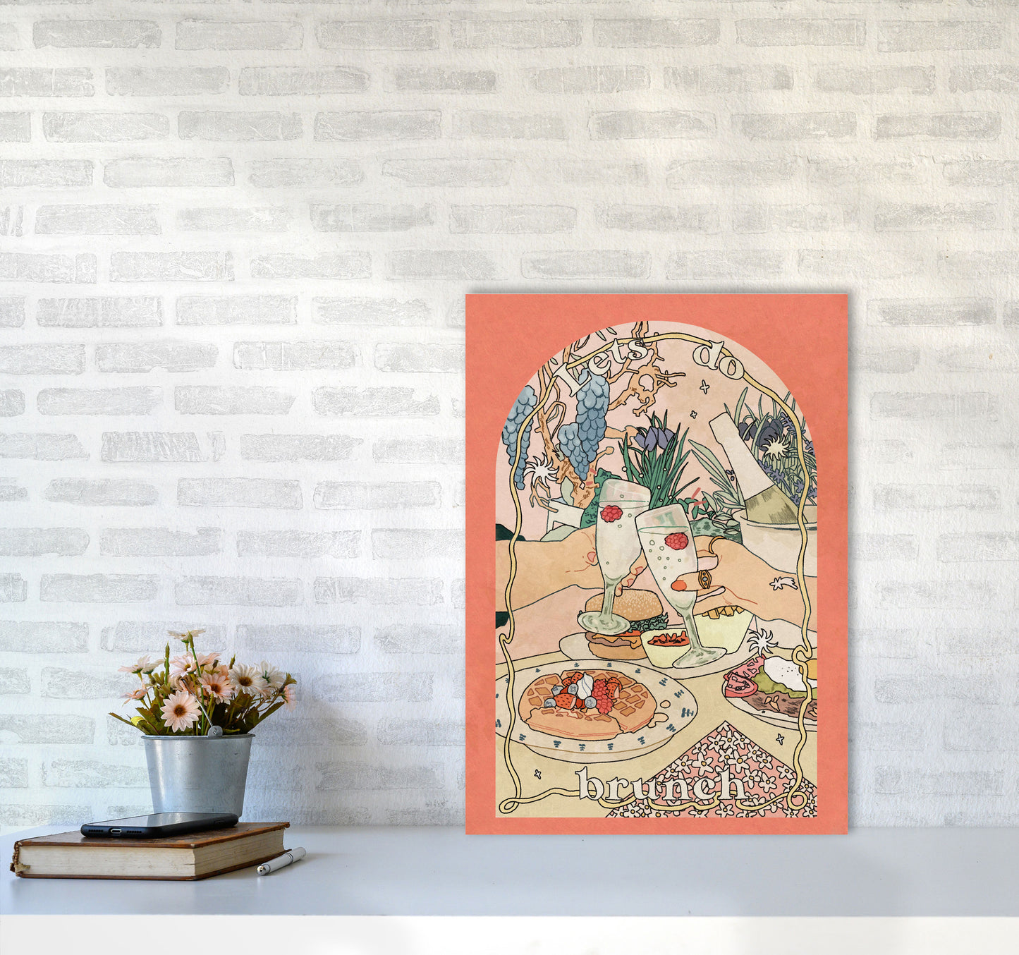 Lets Do Brunch Art Print by Lucy Michelle A2 Black Frame