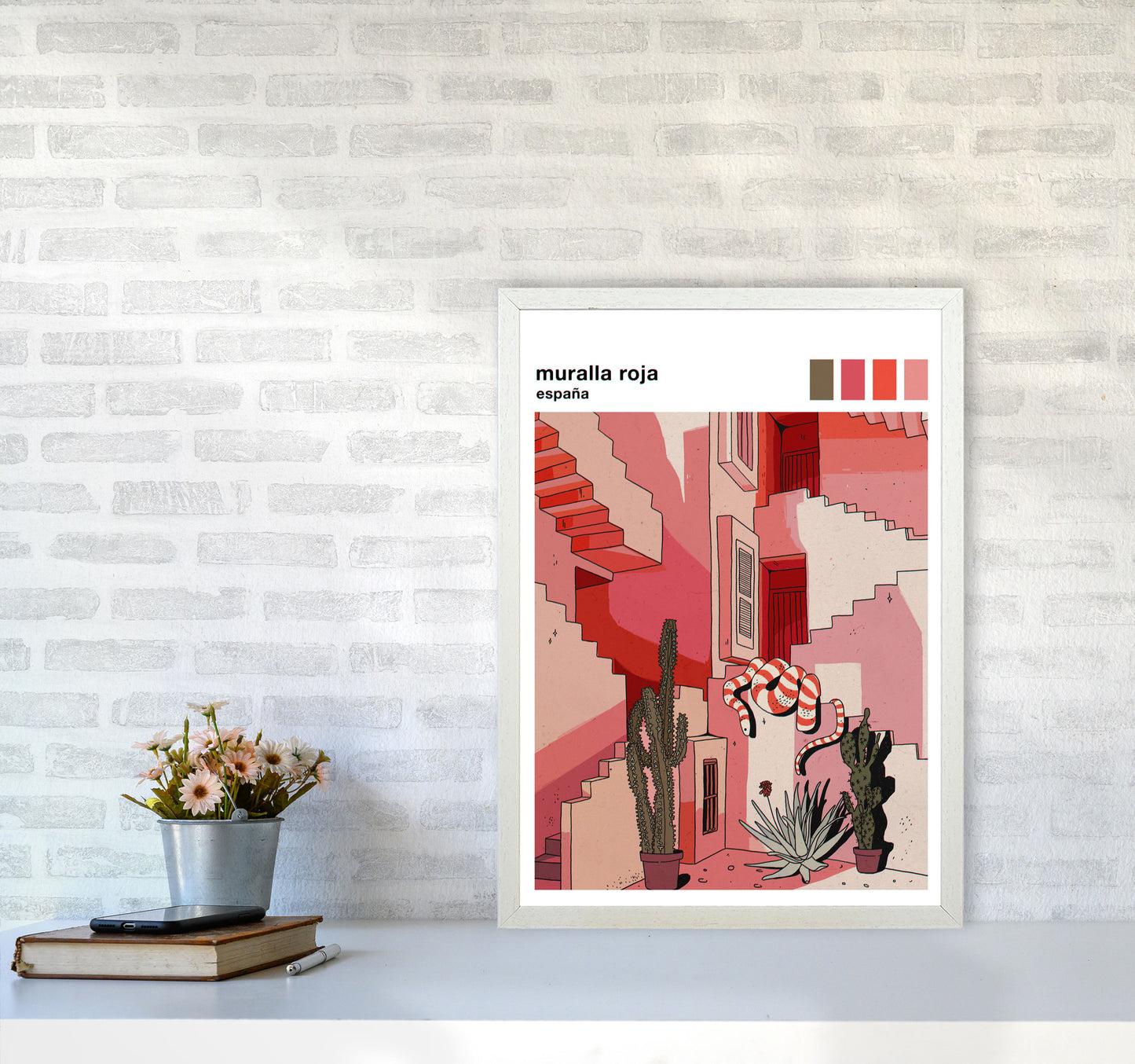 Muralla Roja Art Print by Lucy Michelle A2 Oak Frame