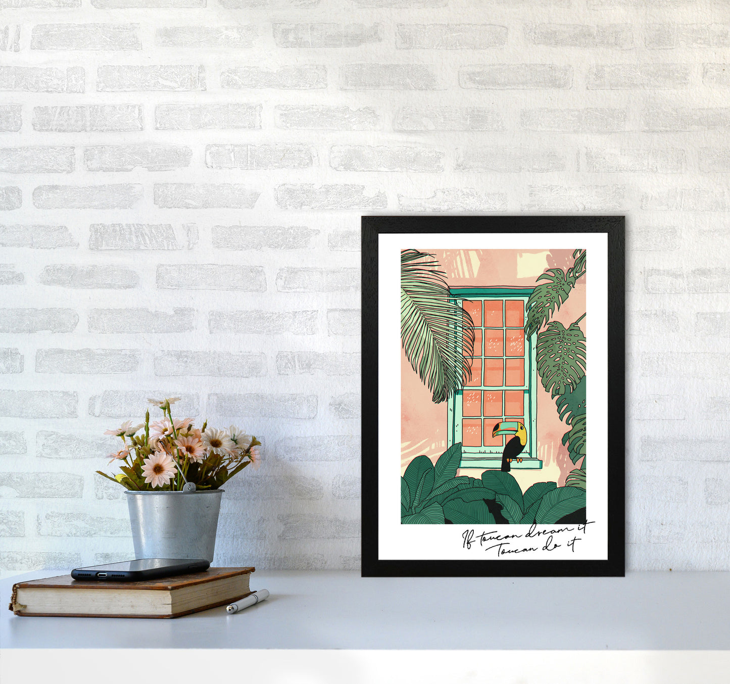 Toucan Do It Art Print by Lucy Michelle A3 White Frame
