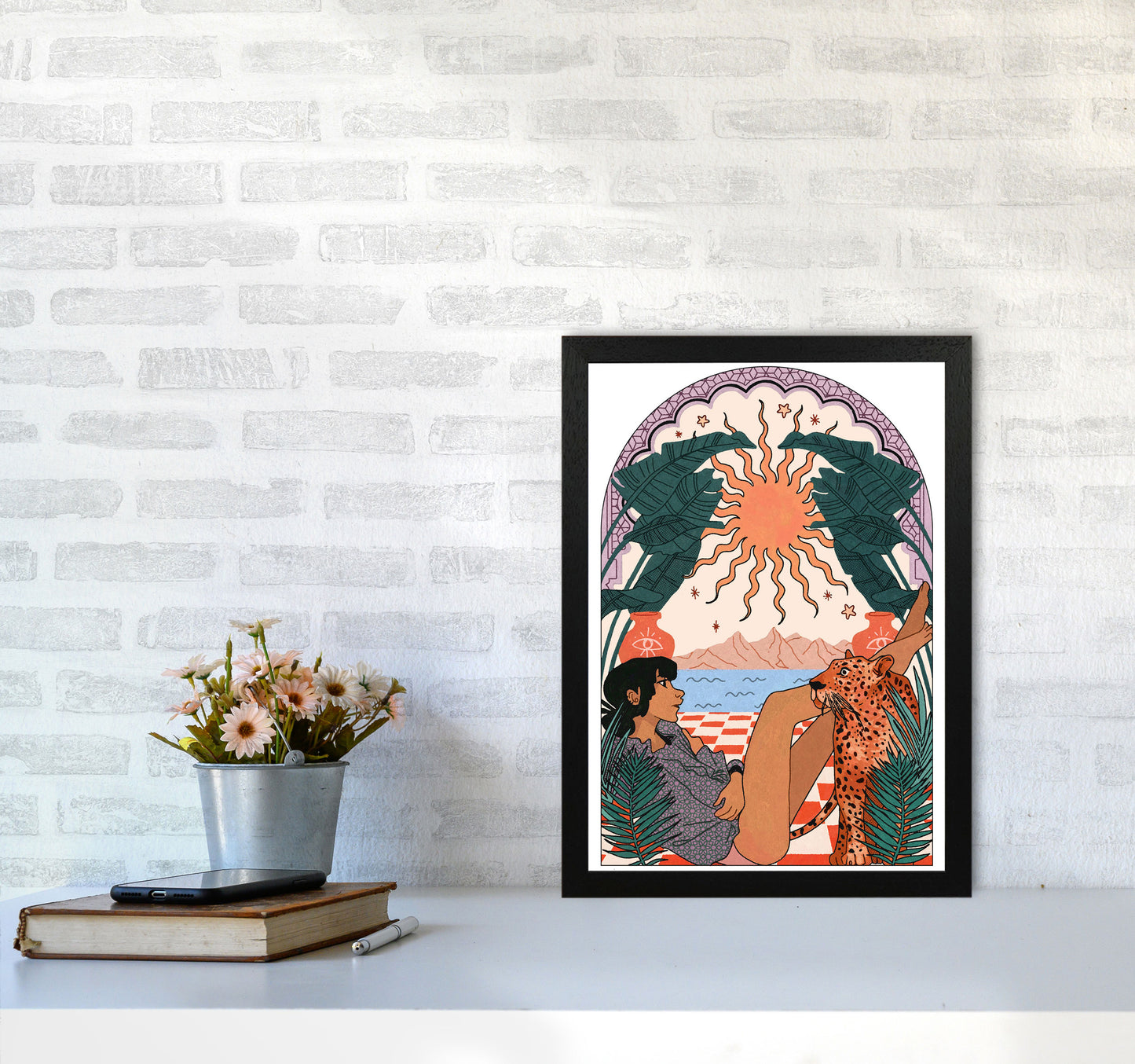 Jaguar Art Print by Lucy Michelle A3 White Frame
